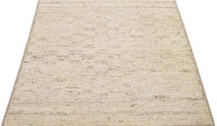 Tapis en laine beige de style marocain, fait à la main, avec motif Allover