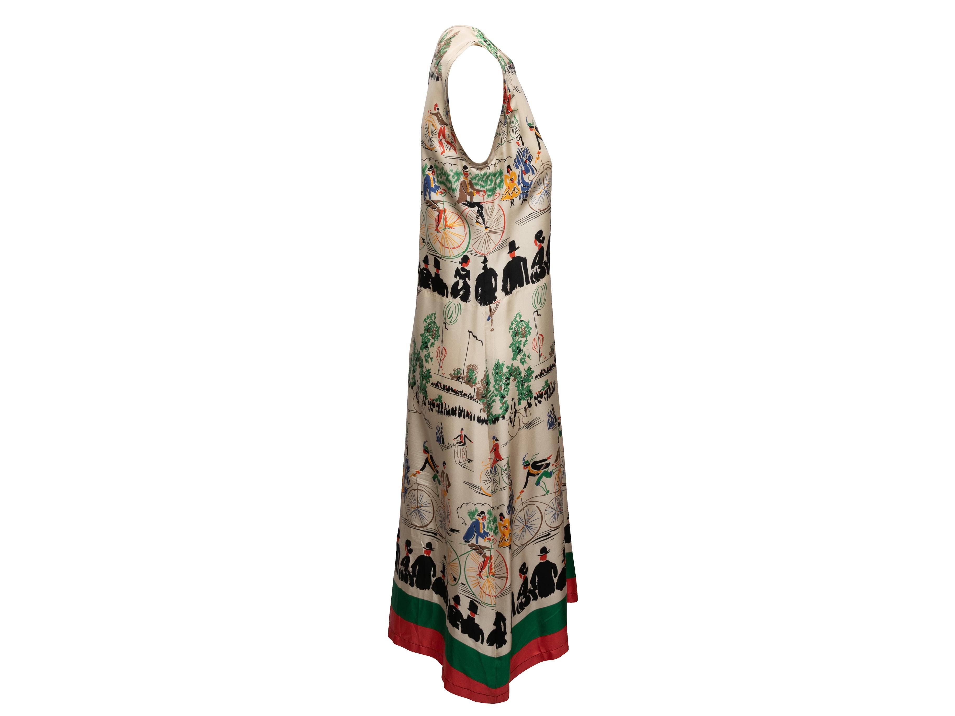Beige Vestito senza maniche in seta stampata Celine beige e multicolore taglia FR 38