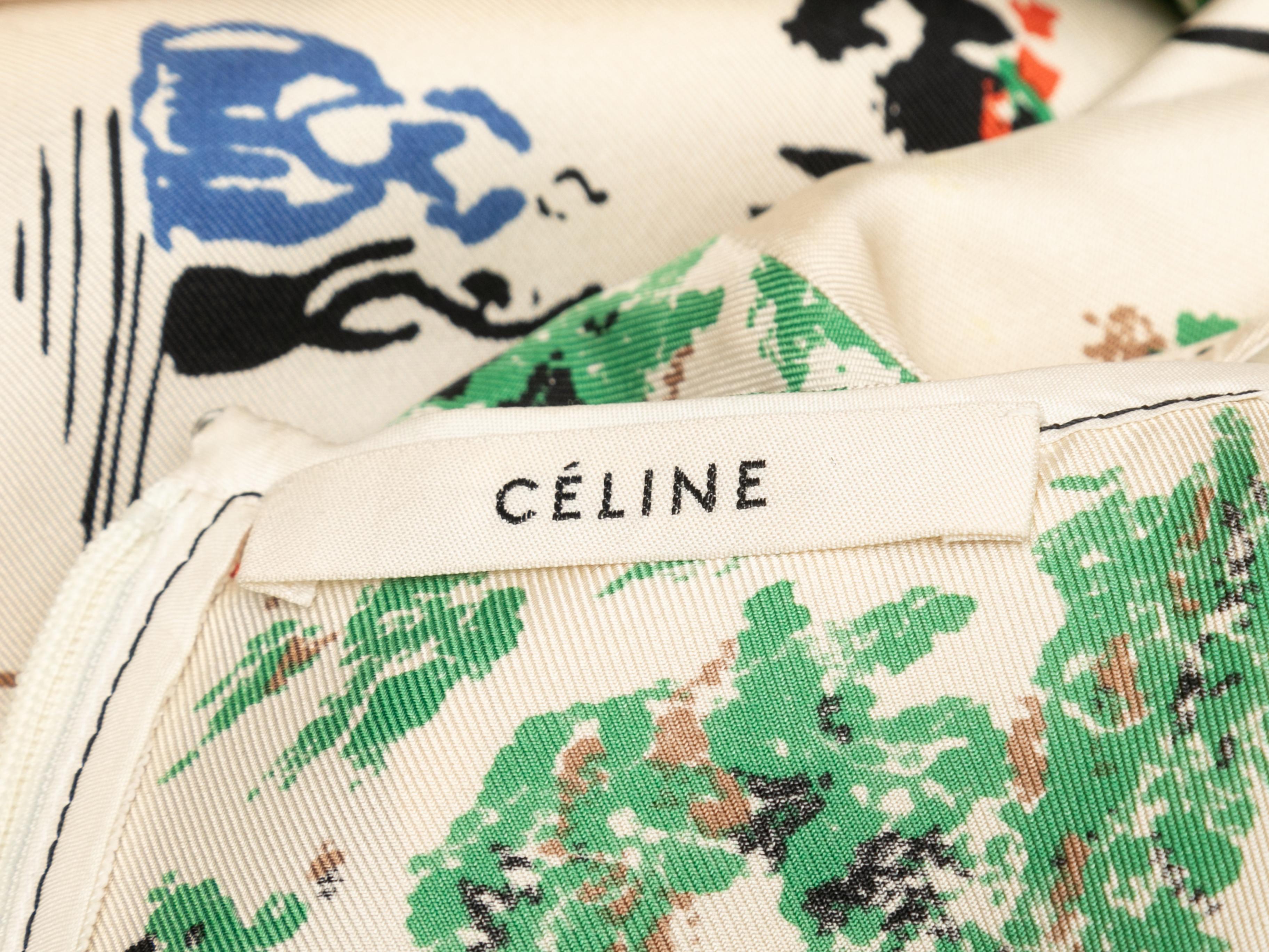 Donna Vestito senza maniche in seta stampata Celine beige e multicolore taglia FR 38