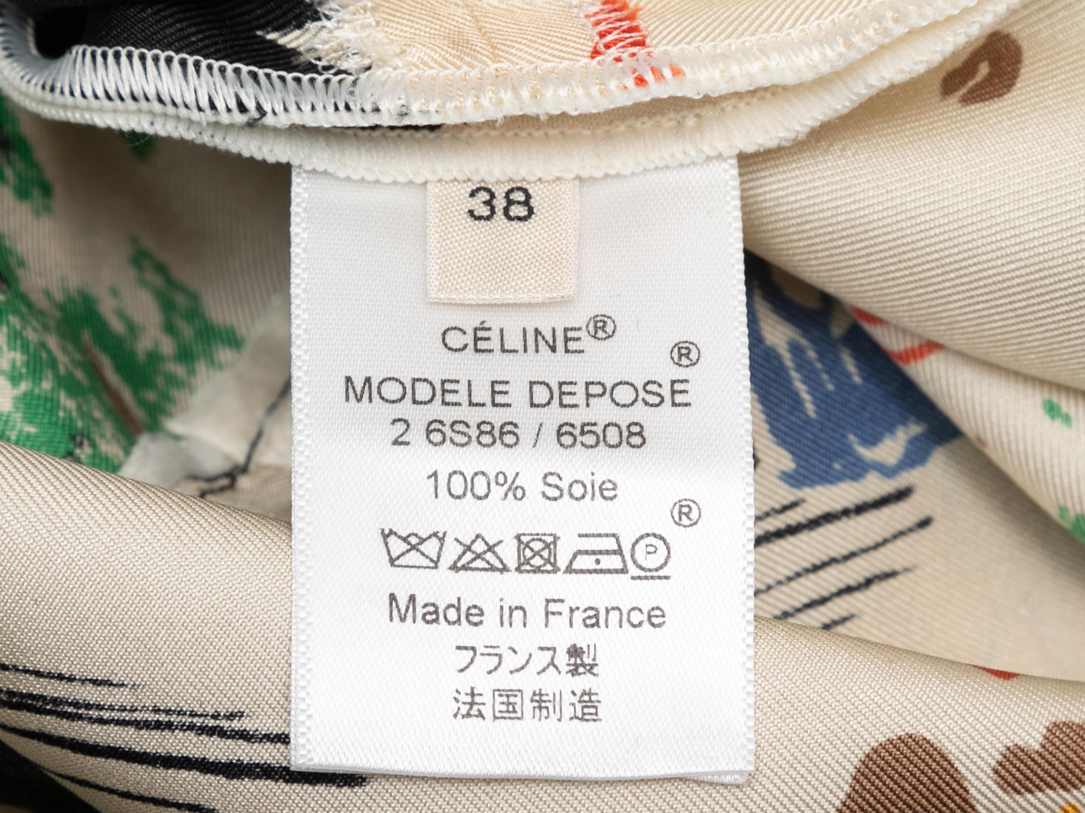 Vestito senza maniche in seta stampata Celine beige e multicolore taglia FR 38 1