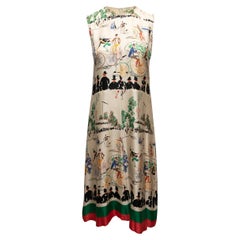 Vestito senza maniche in seta stampata Celine beige e multicolore taglia FR 38