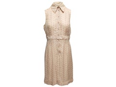 Beige & Multicolor Chanel Printed Sleeveless Silk Dress Size FR 42