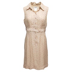Beige & Multicolor Chanel Printed Sleeveless Silk Dress Size FR 42