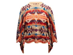 Beige & Multicolor Dolce & Gabbana Southwestern Intarsia Knit Poncho Size US S