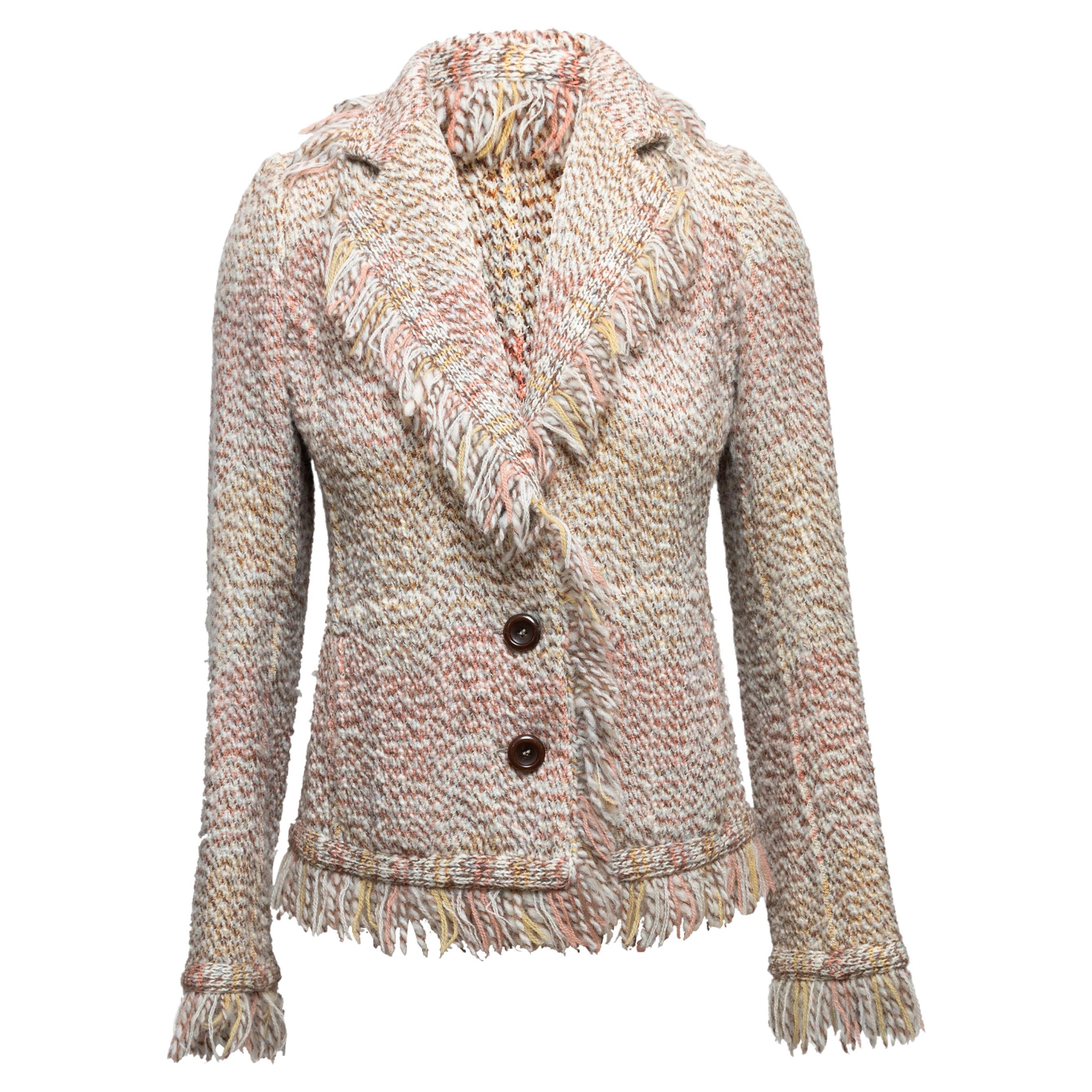 Beige & Multicolor Missoni Wool Knit Blazer Size IT 40