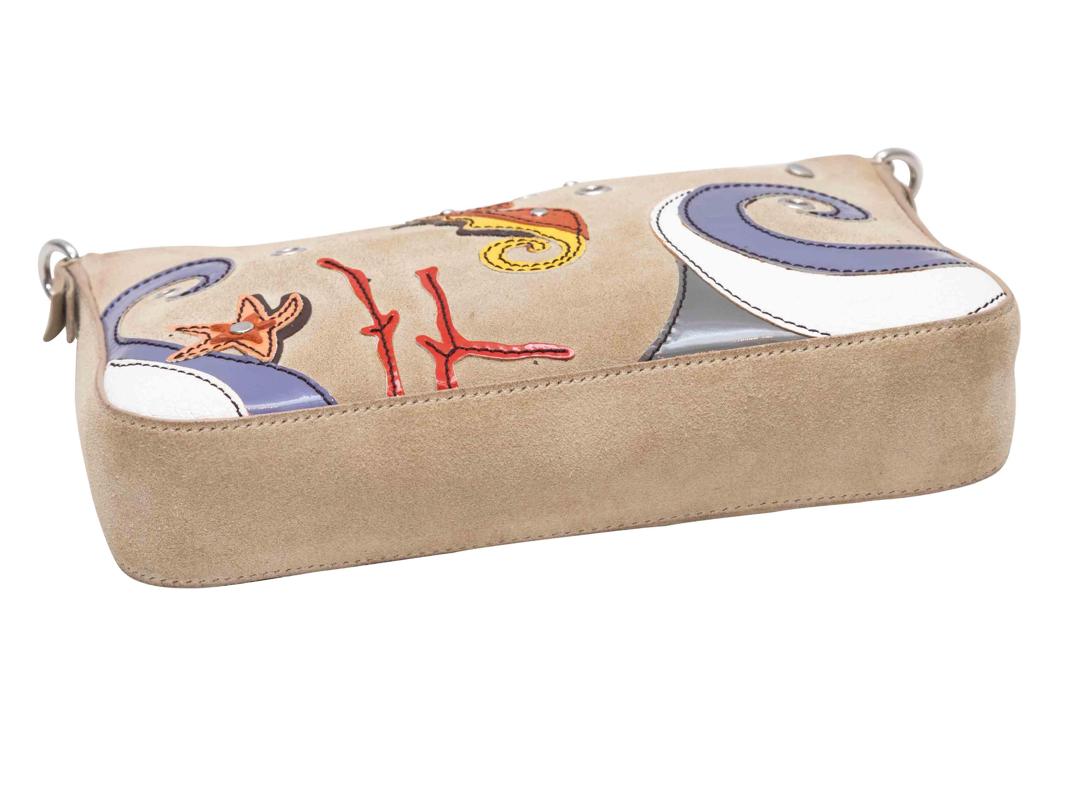 Beige & Multicolor Prada Meer-Motiv Cabrio-Clutch im Angebot 1