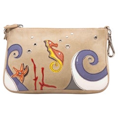 Beige & Multicolor Prada Sea Motif Convertible Clutch