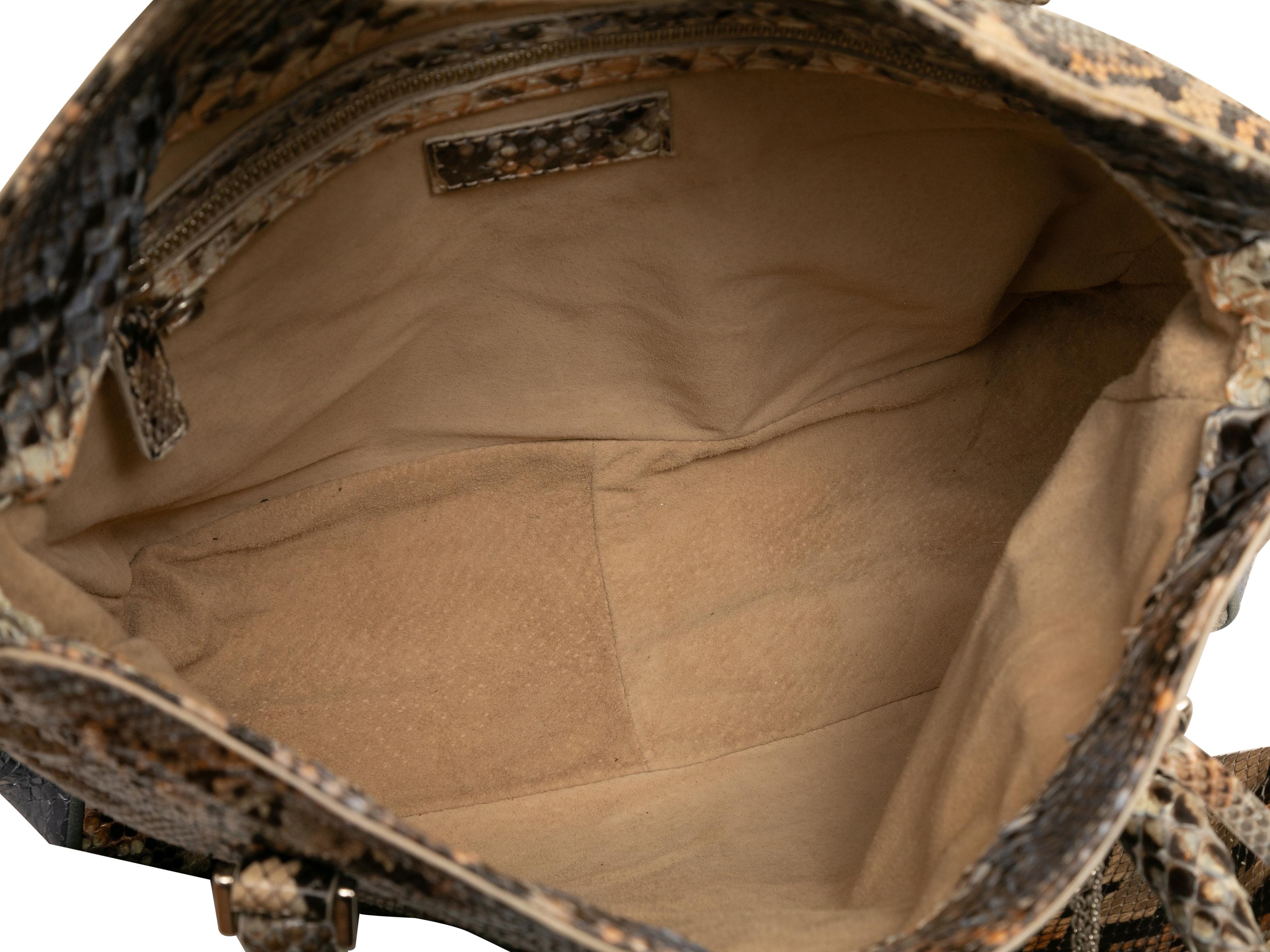 Beige & Multicolor Shiro Snakeskin Tote Bag 1