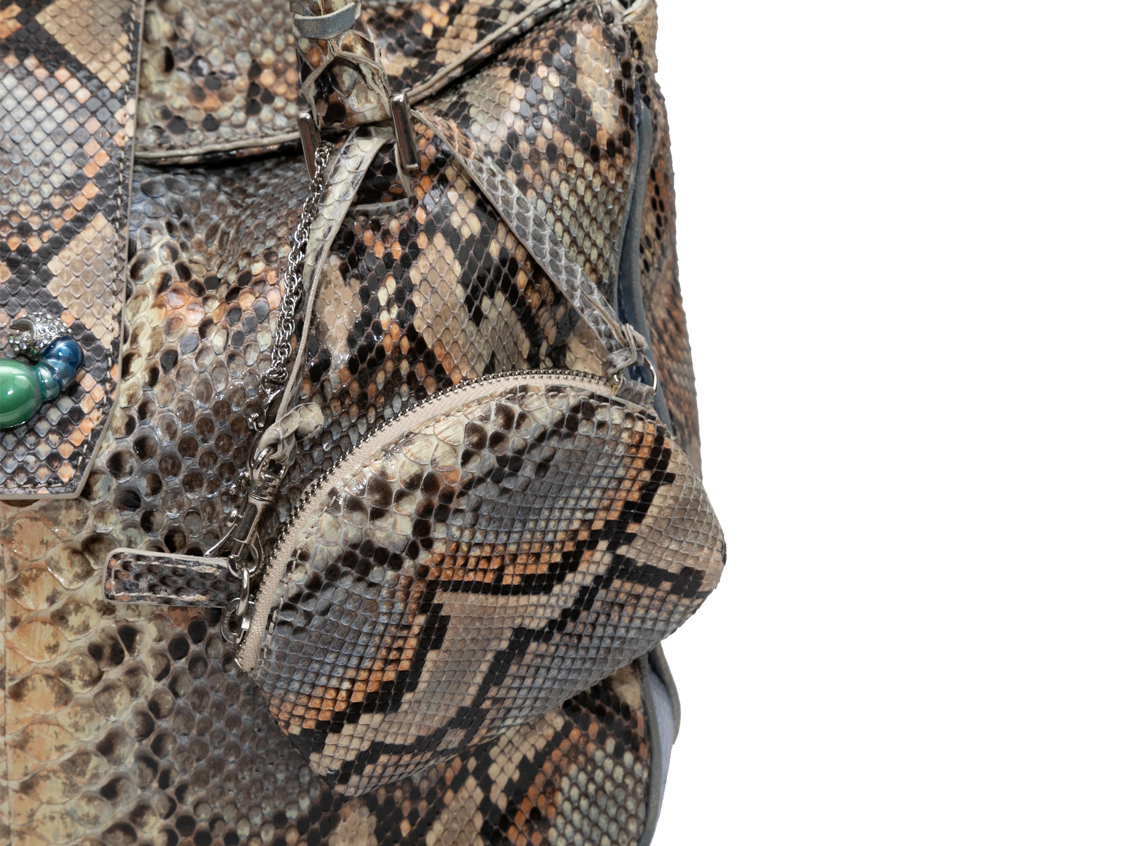 Beige & Multicolor Shiro Snakeskin Tote Bag 3