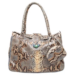 Beige & Multicolor Shiro Snakeskin Tote Bag
