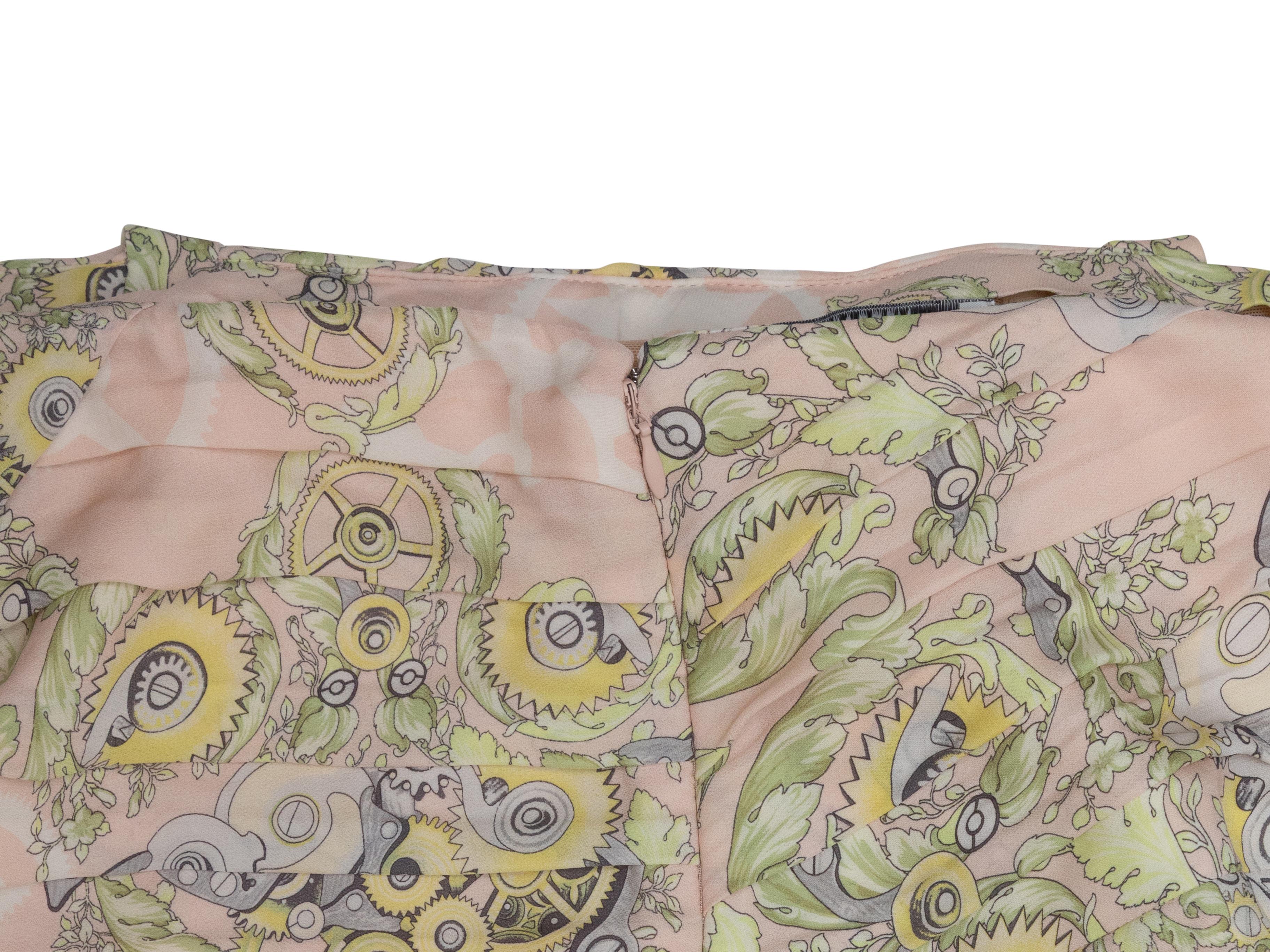 Beige & Multicolor Versace Collection Printed Silk Halter Dress Size IT 40 For Sale 1