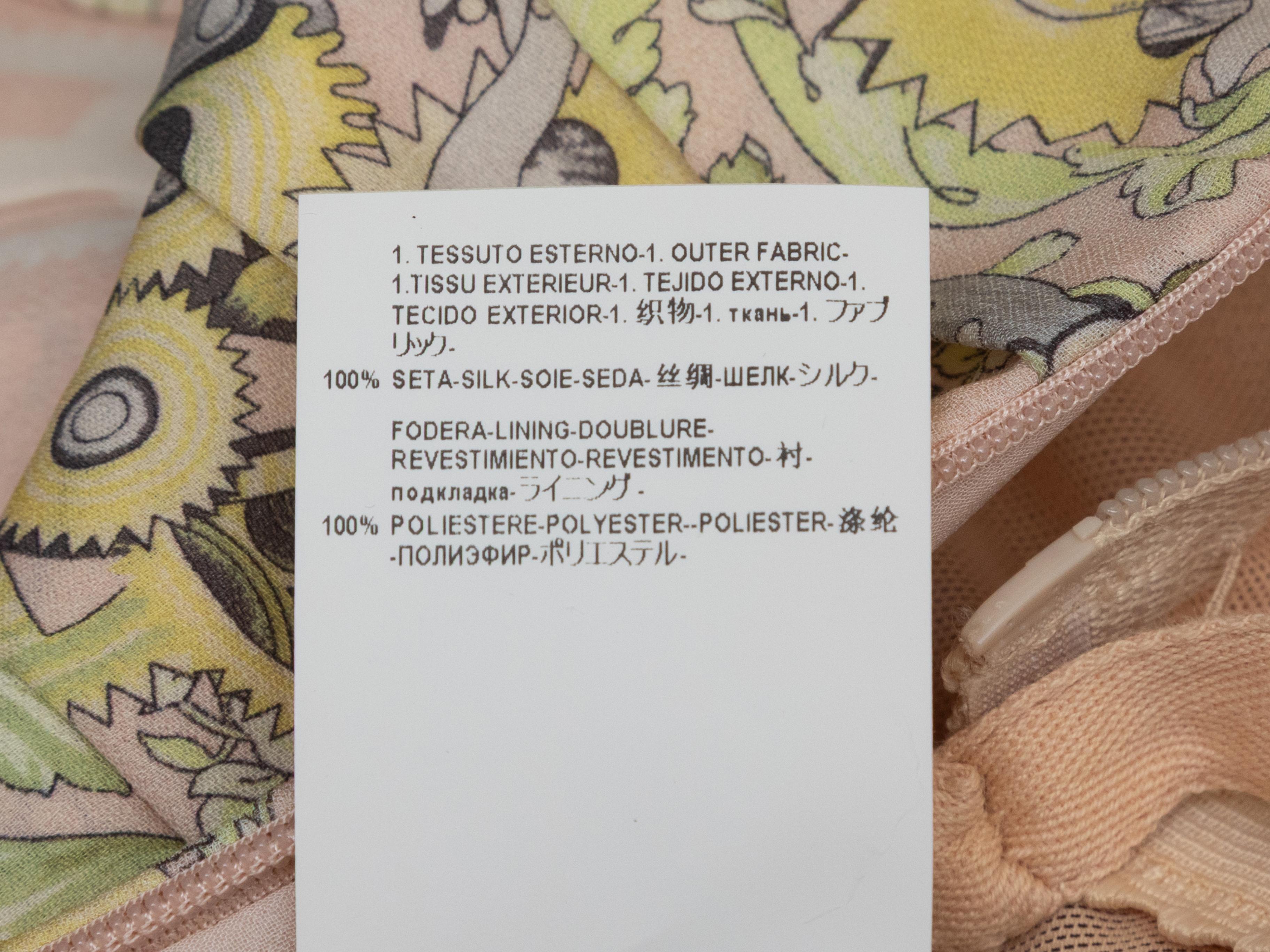 Beige & Multicolor Versace Collection Printed Silk Halter Dress Size IT 40 For Sale 4