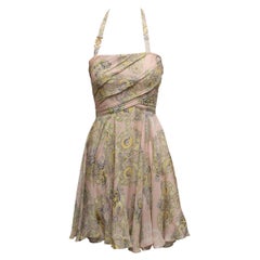 Beige e multicolore: Versace Collection, abito in seta stampata, taglia IT 40