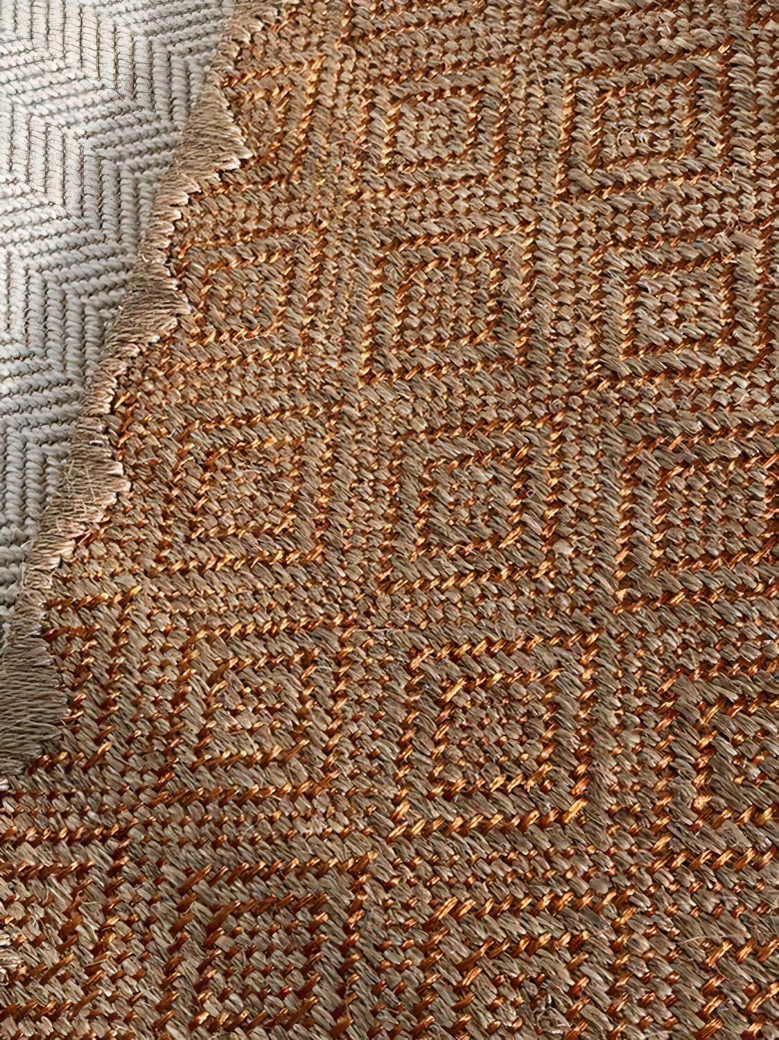 Contemporary Beige Natural Fiber and Copper Handcrafted Area Rug 6'7