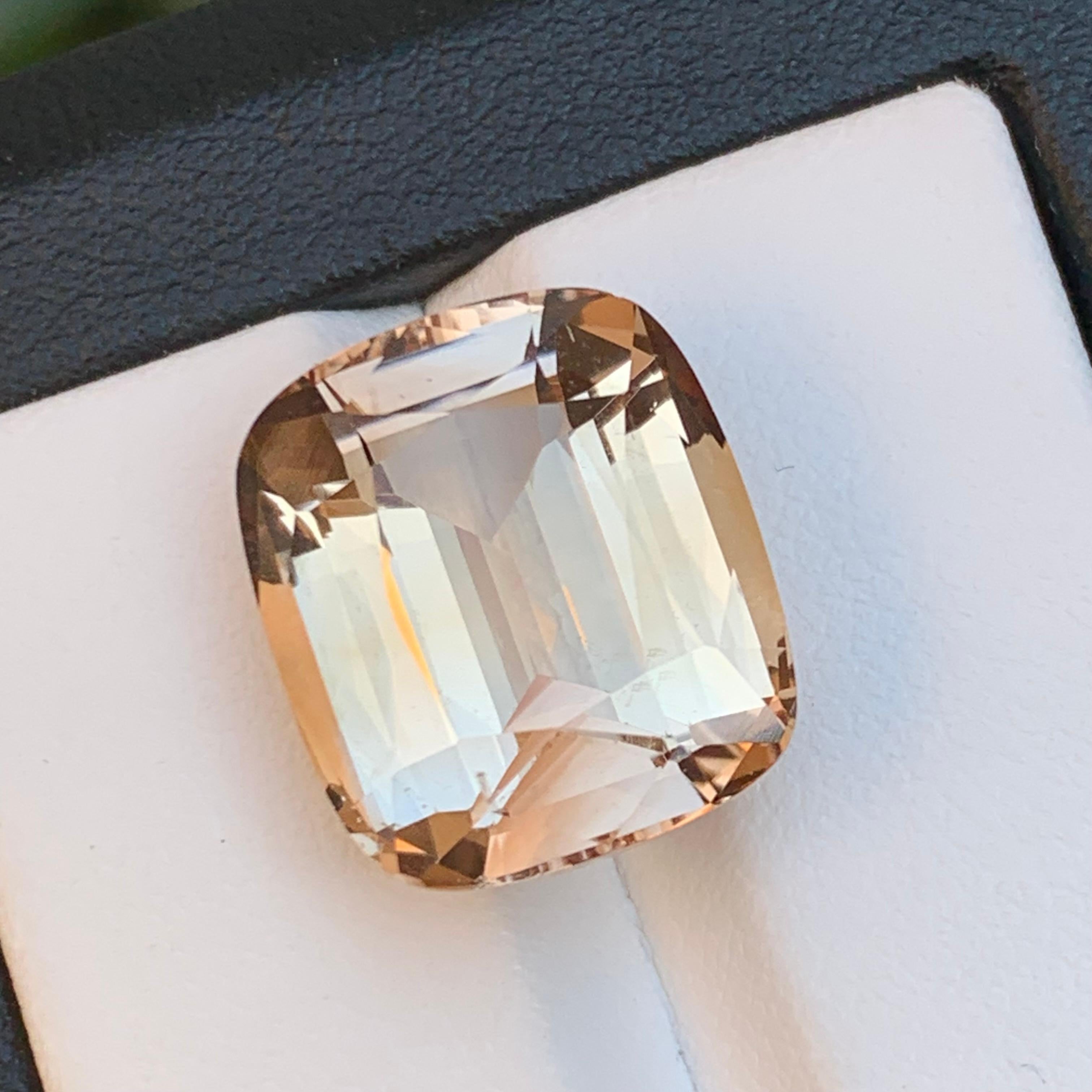 Beige Topacio Natural Collar Colgante Piedra suelta 19,85 Ct Cushion Cut-Joyería en venta 7