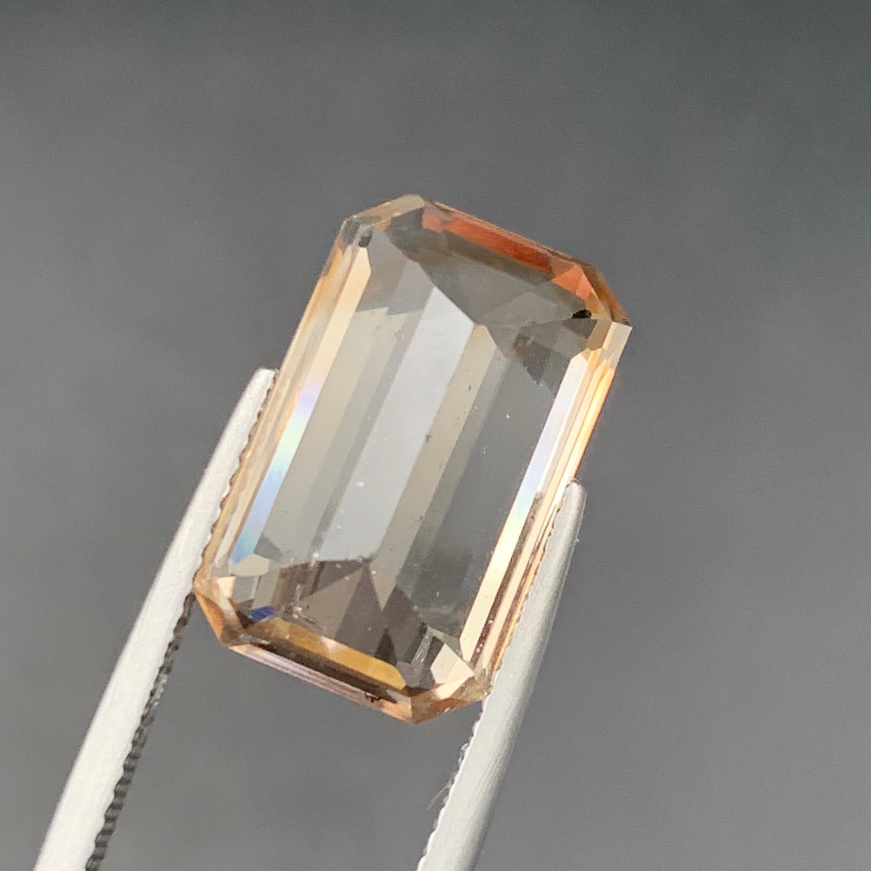 Beige natürlicher Topas Ring Anhänger loser Edelstein 12.80Ct Smaragdschliff für Schmuck im Angebot 6