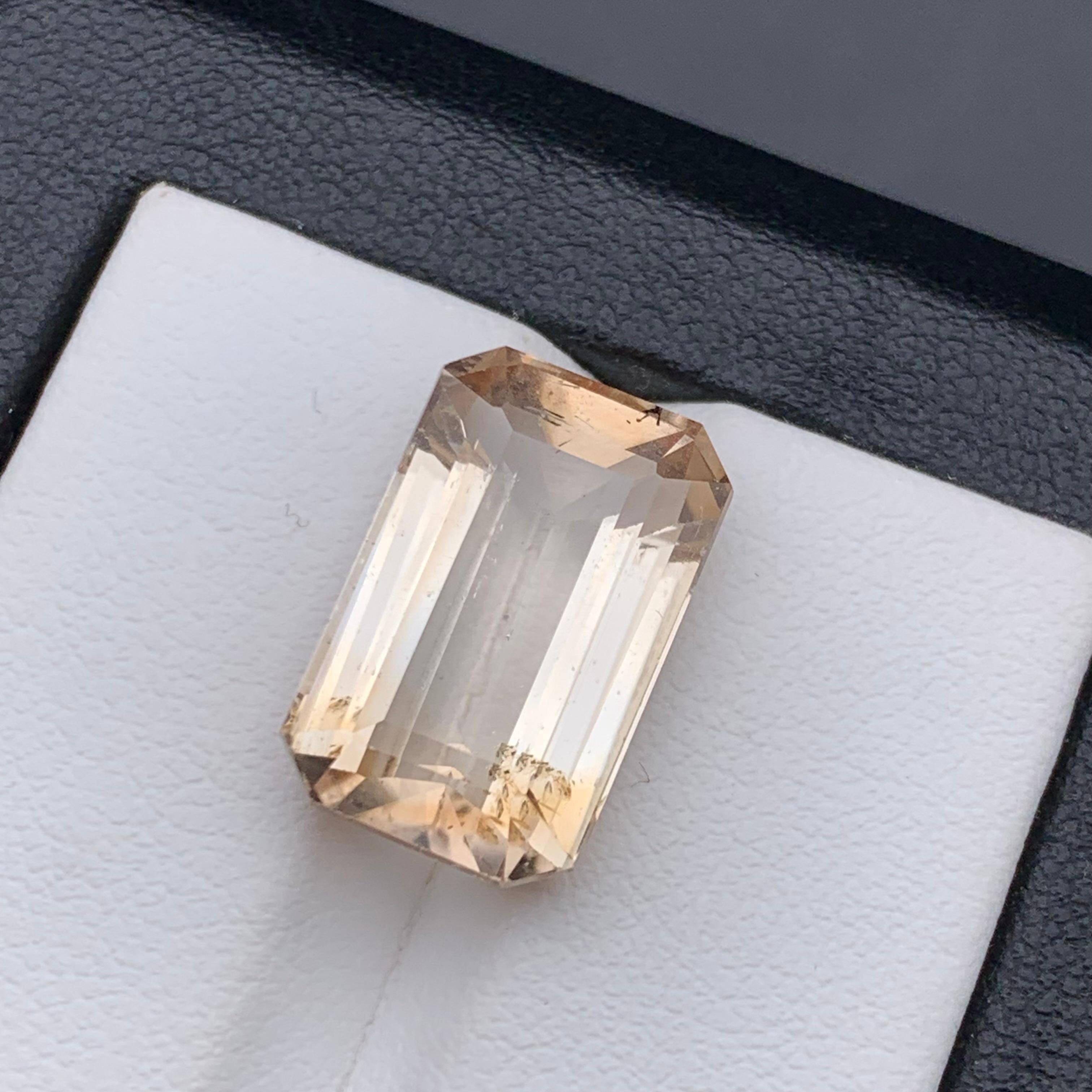Beige natürlicher Topas Ring Anhänger loser Edelstein 12.80Ct Smaragdschliff für Schmuck im Angebot 7