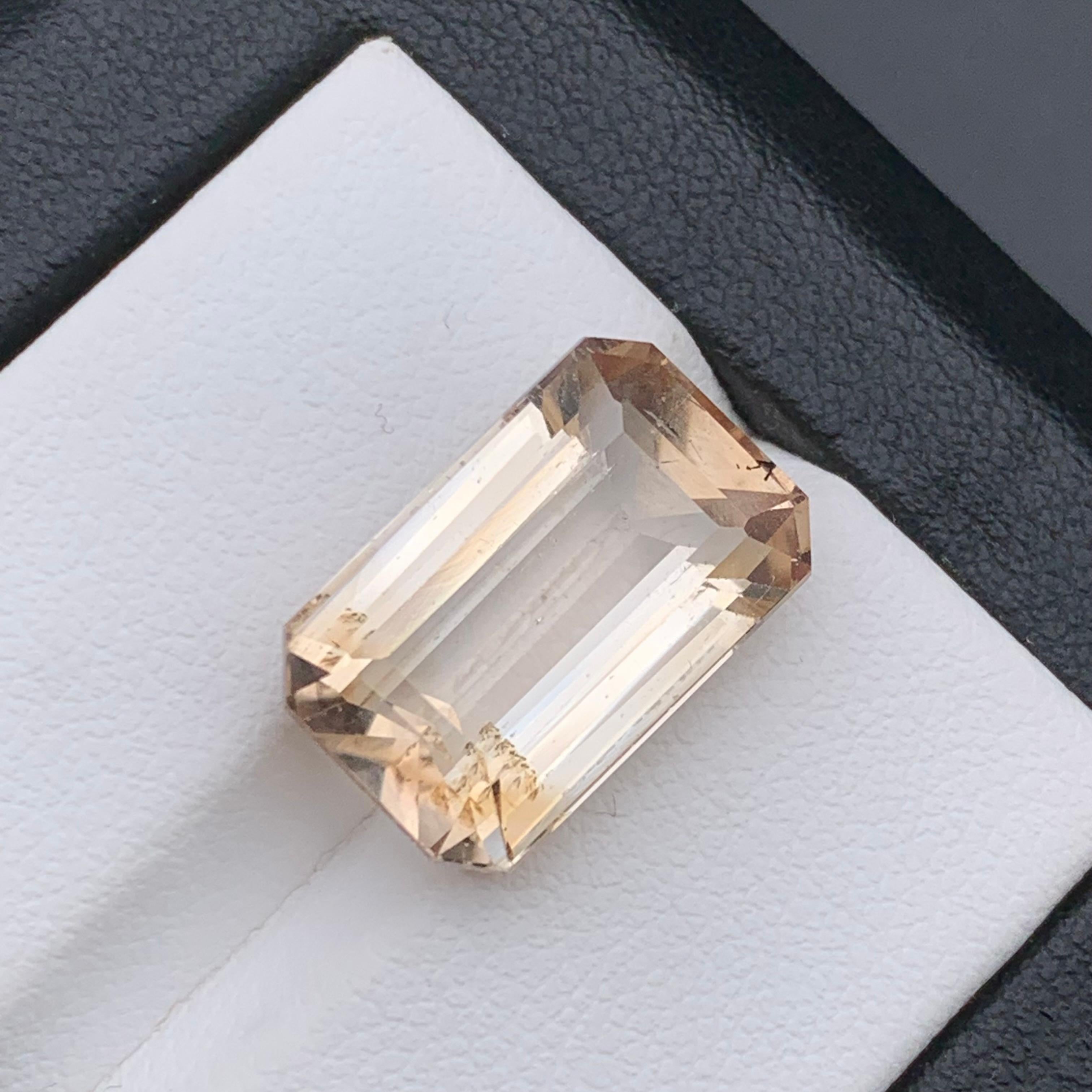 Beige natürlicher Topas Ring Anhänger loser Edelstein 12.80Ct Smaragdschliff für Schmuck im Angebot 8