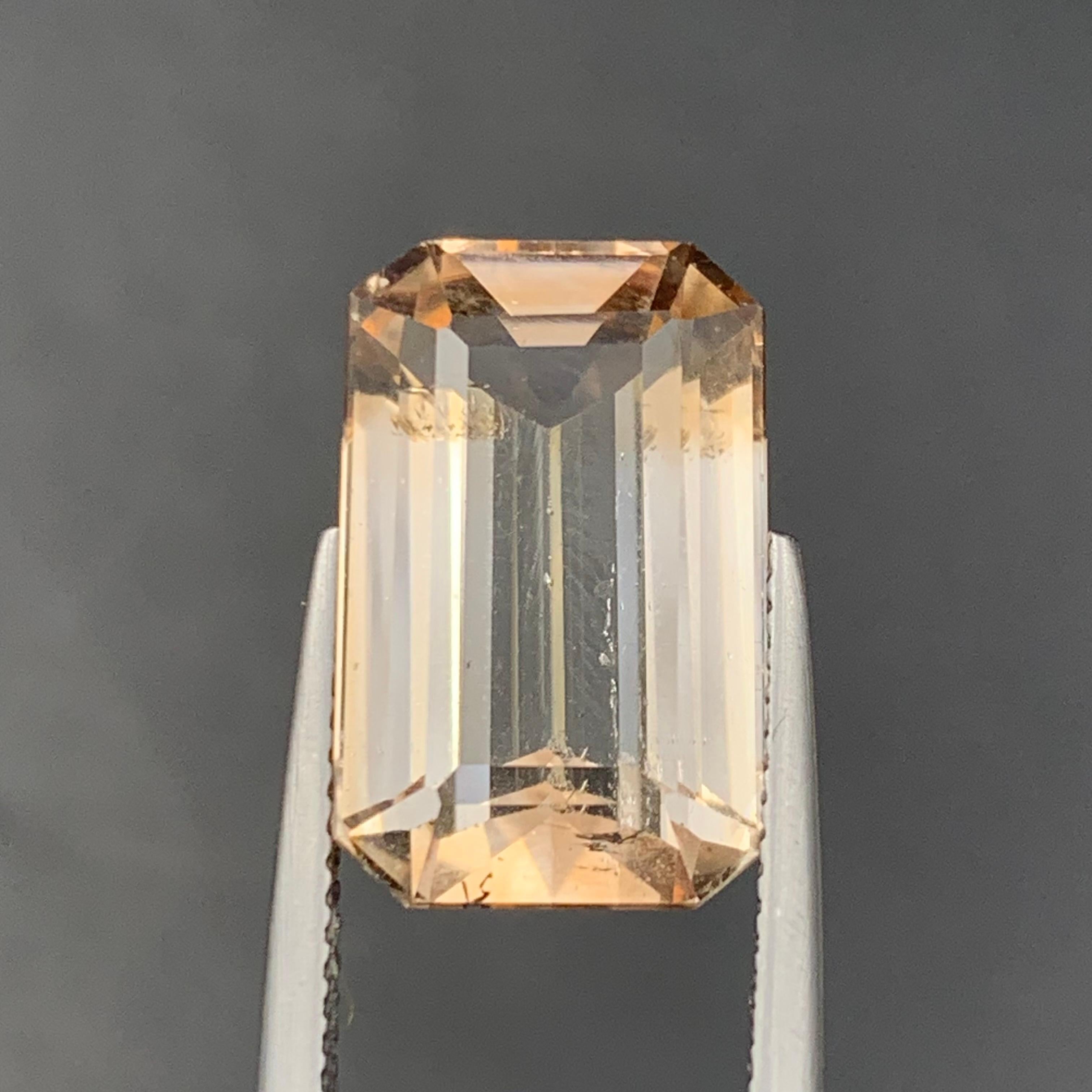 Beige natürlicher Topas Ring Anhänger loser Edelstein 12.80Ct Smaragdschliff für Schmuck für Damen oder Herren im Angebot
