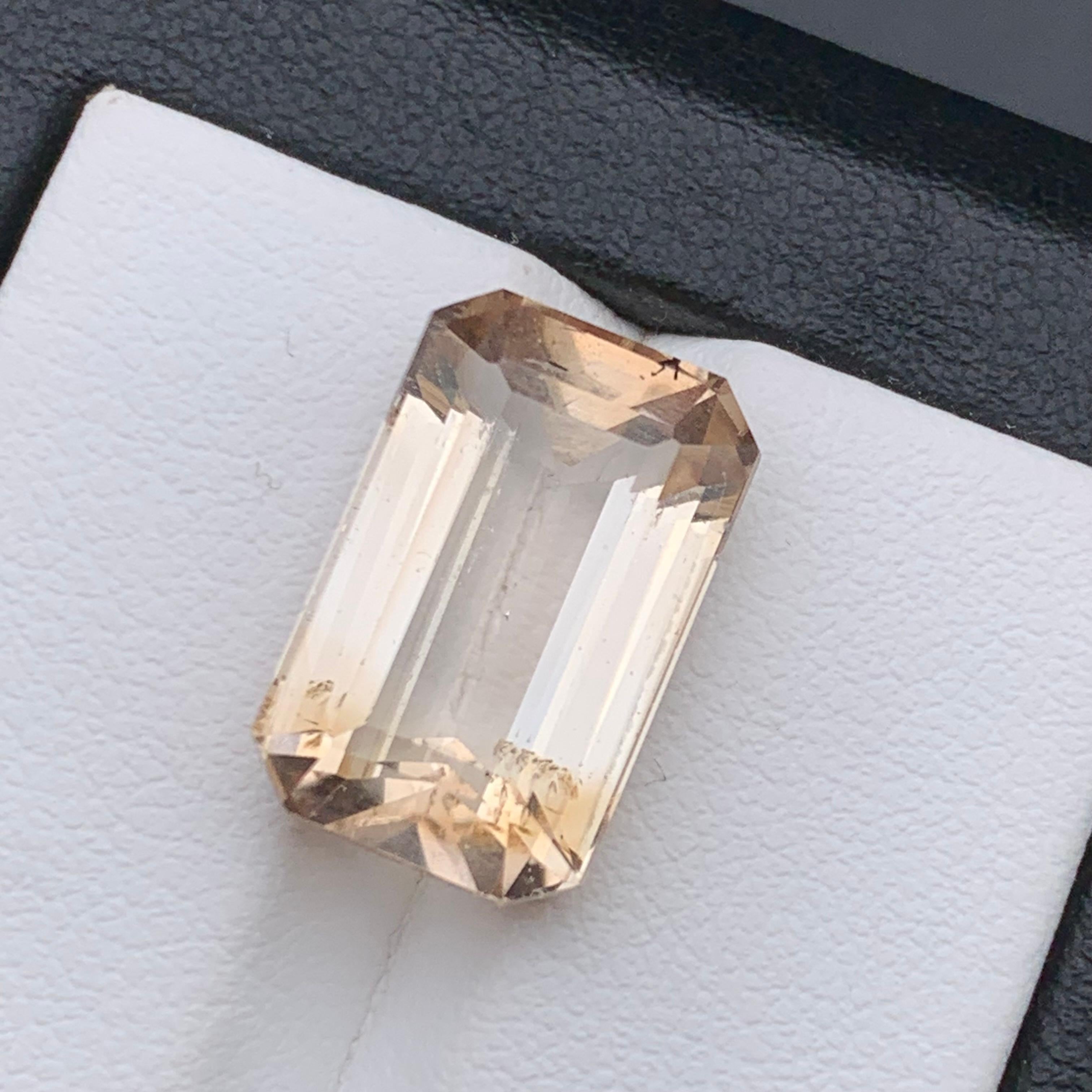 Beige natürlicher Topas Ring Anhänger loser Edelstein 12.80Ct Smaragdschliff für Schmuck im Angebot 4