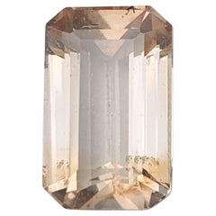 Beige Natural Topaz Ring Pendant Loose Gemstone 12.80Ct Emerald Cut for Jewelry