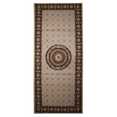 Tappeto Runner beige a punto d'aghi tessuto a mano Tappeto da giardino tradizionale floreale