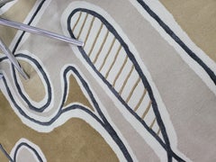 Rug Walk in The Garden Wool Beige Modern Carpet Neutral Olive Green Cream Black