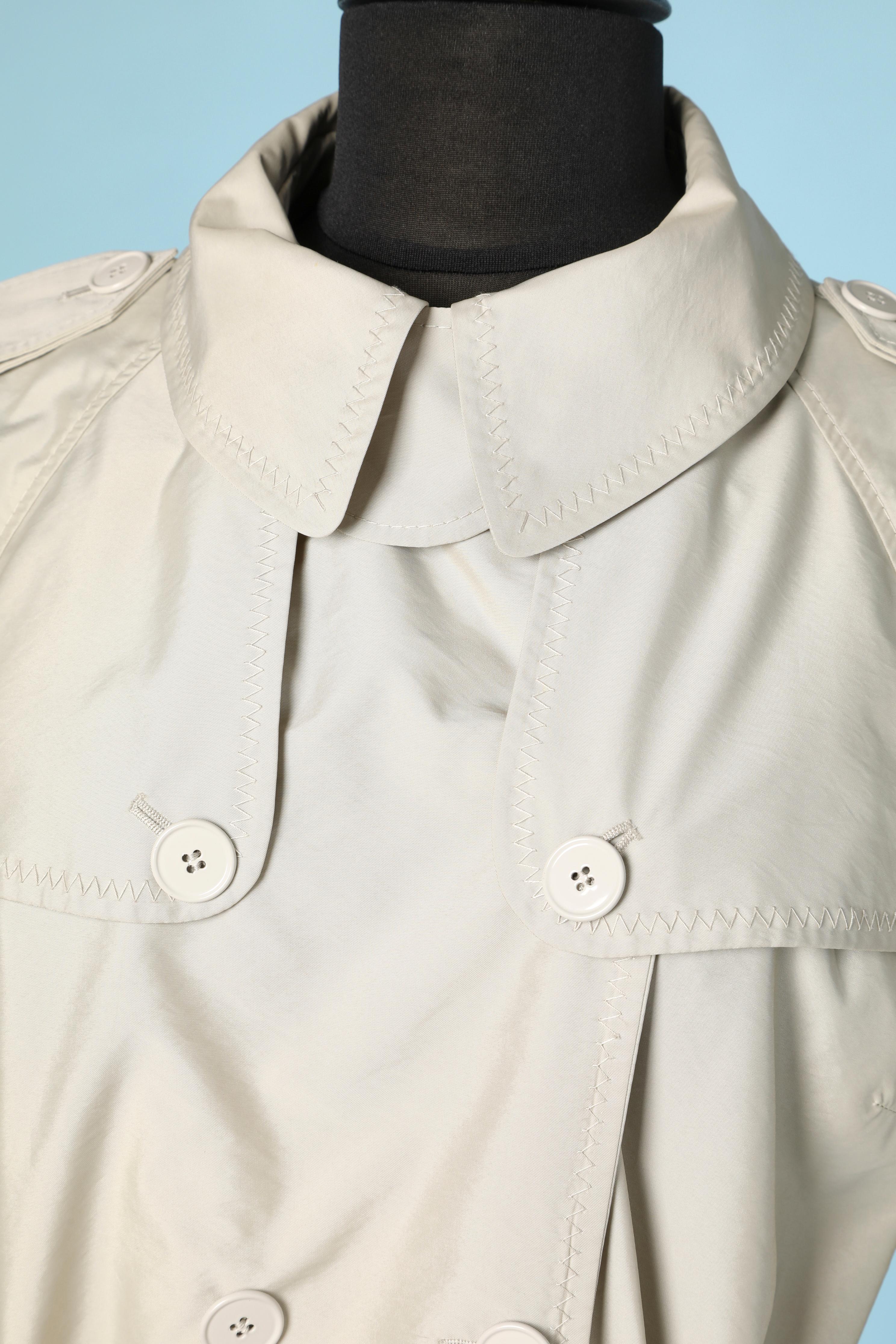 Beige nylon trench-coat with belt 
