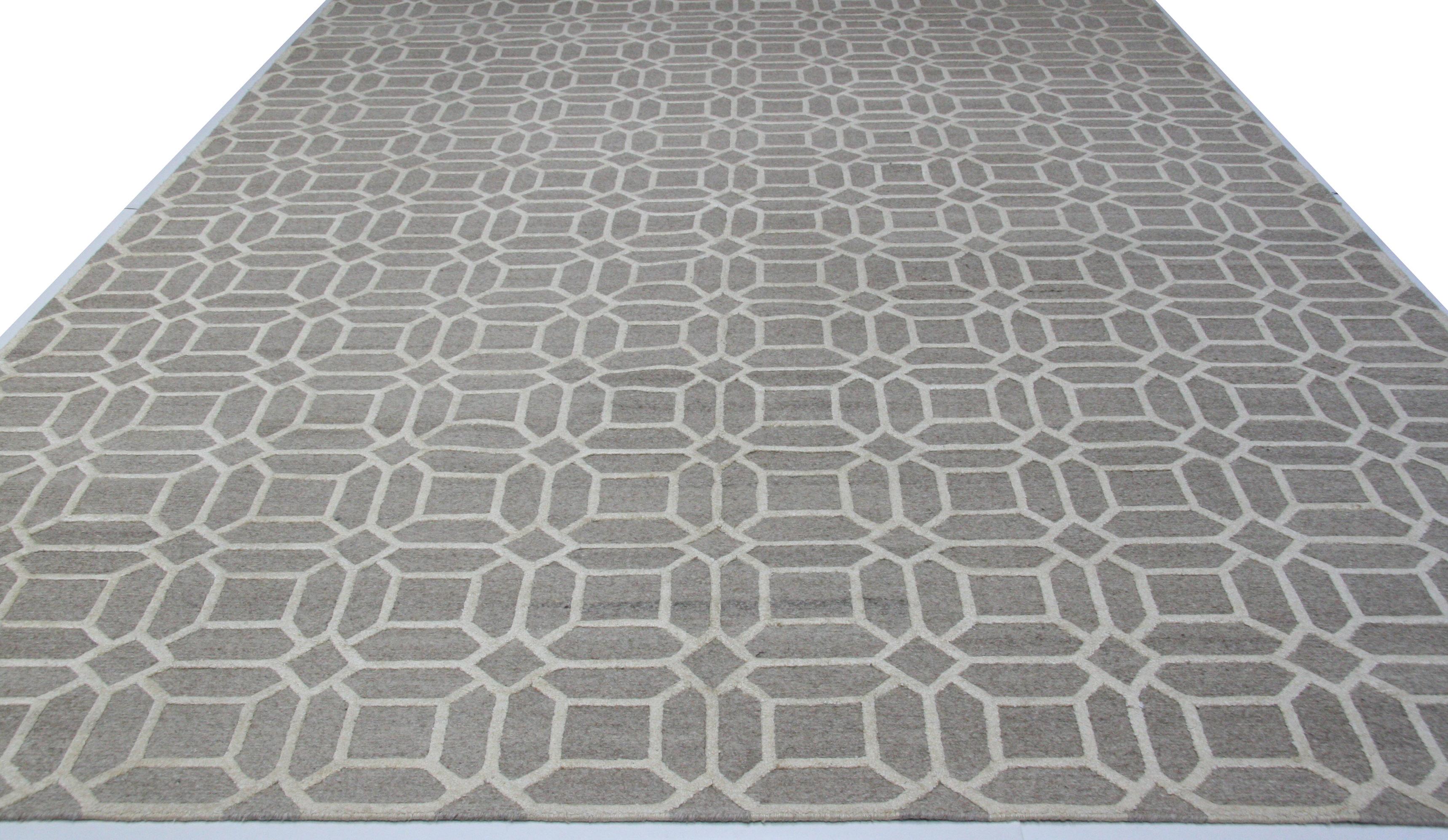 Beige Oktogon-Muster Teppich (Nepalesisch) im Angebot