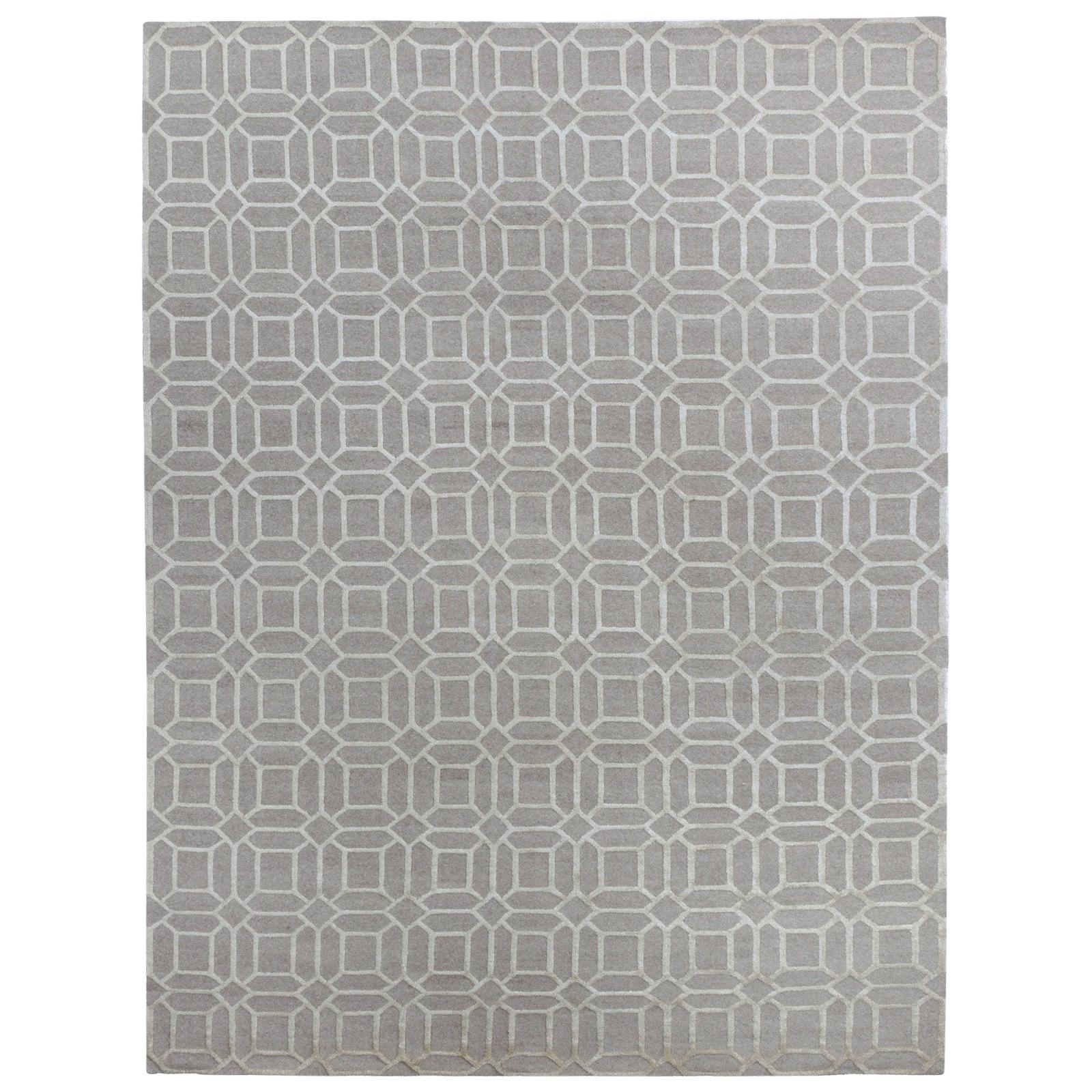 Beige Oktogon-Muster Teppich im Angebot