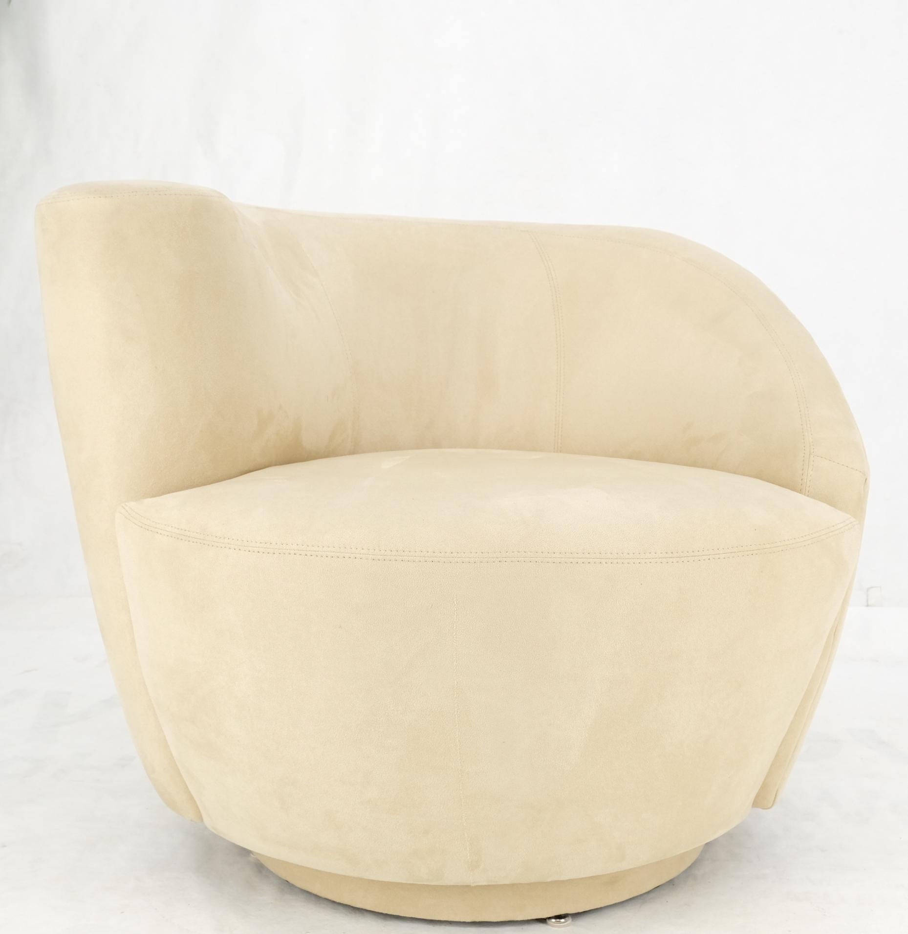 Beige off white alcantara suede corkscrew nautilus swivel chairs directional mint.