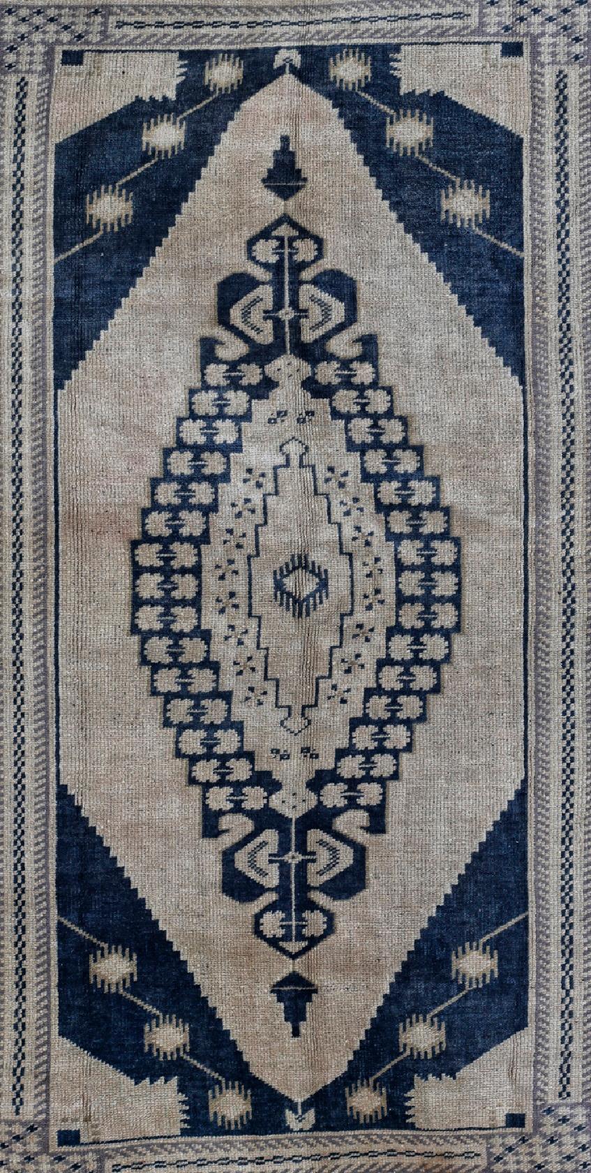 Hand-Knotted Beige, Olive and Green Handmade Wool Turkish Old Anatolian Konya Distressed Rug For Sale