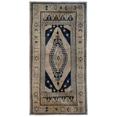 Beige, Olive and Green Handmade Wool Turkish Old Anatolian Konya Distressed Rug