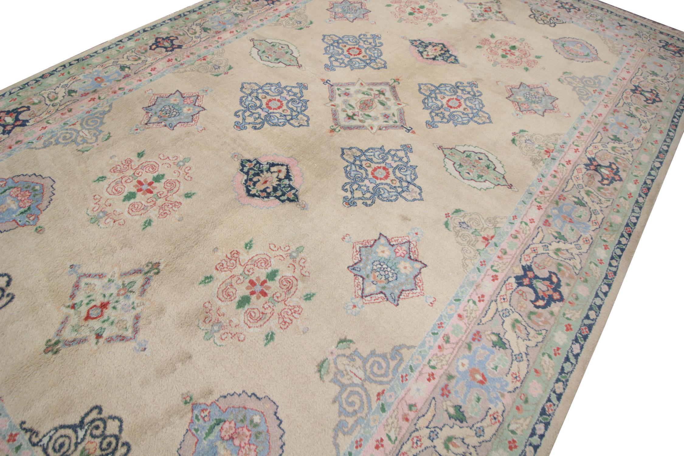 Agra Beige Oriental Rug Ziegler Inspired Living Room Rug, Handmade Rug Area For Sale