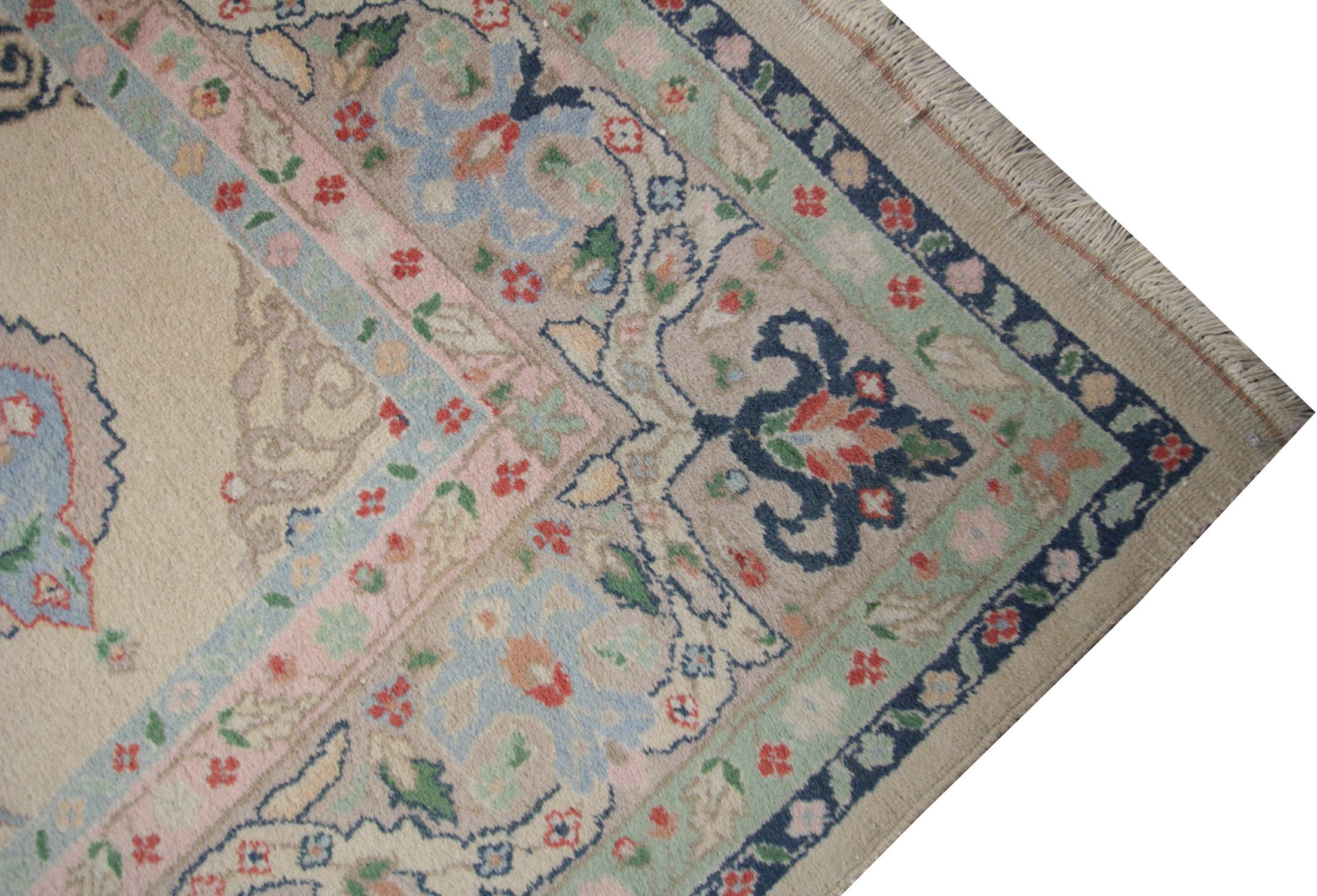 Wool Beige Oriental Rug Ziegler Inspired Living Room Rug, Handmade Rug Area For Sale