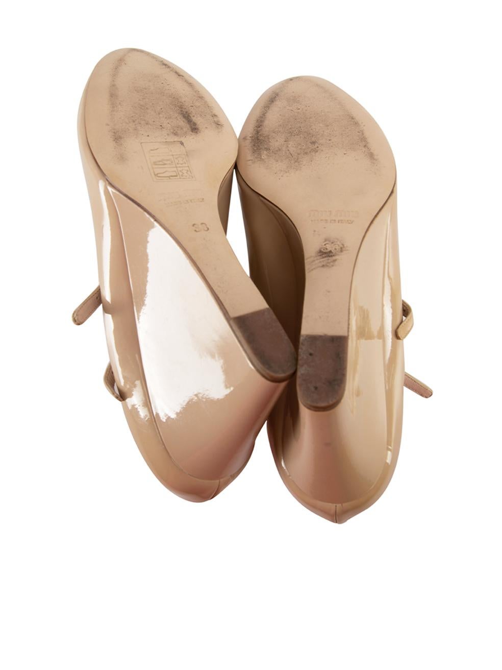 Women's Beige Patent Mary Jane Wedge Heels Size IT 38
