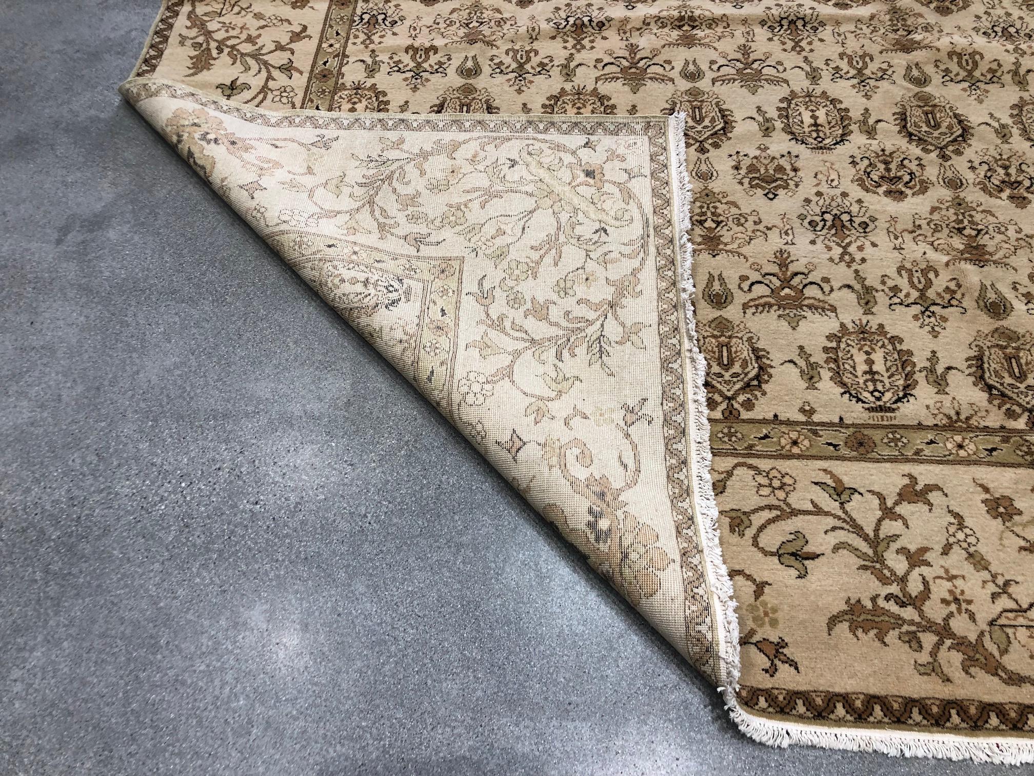 Hand-Knotted Beige Pattern Rug For Sale