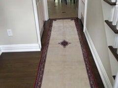 Beige Persian Birjand Open Field Hand Knotted Oriental Runner Rug