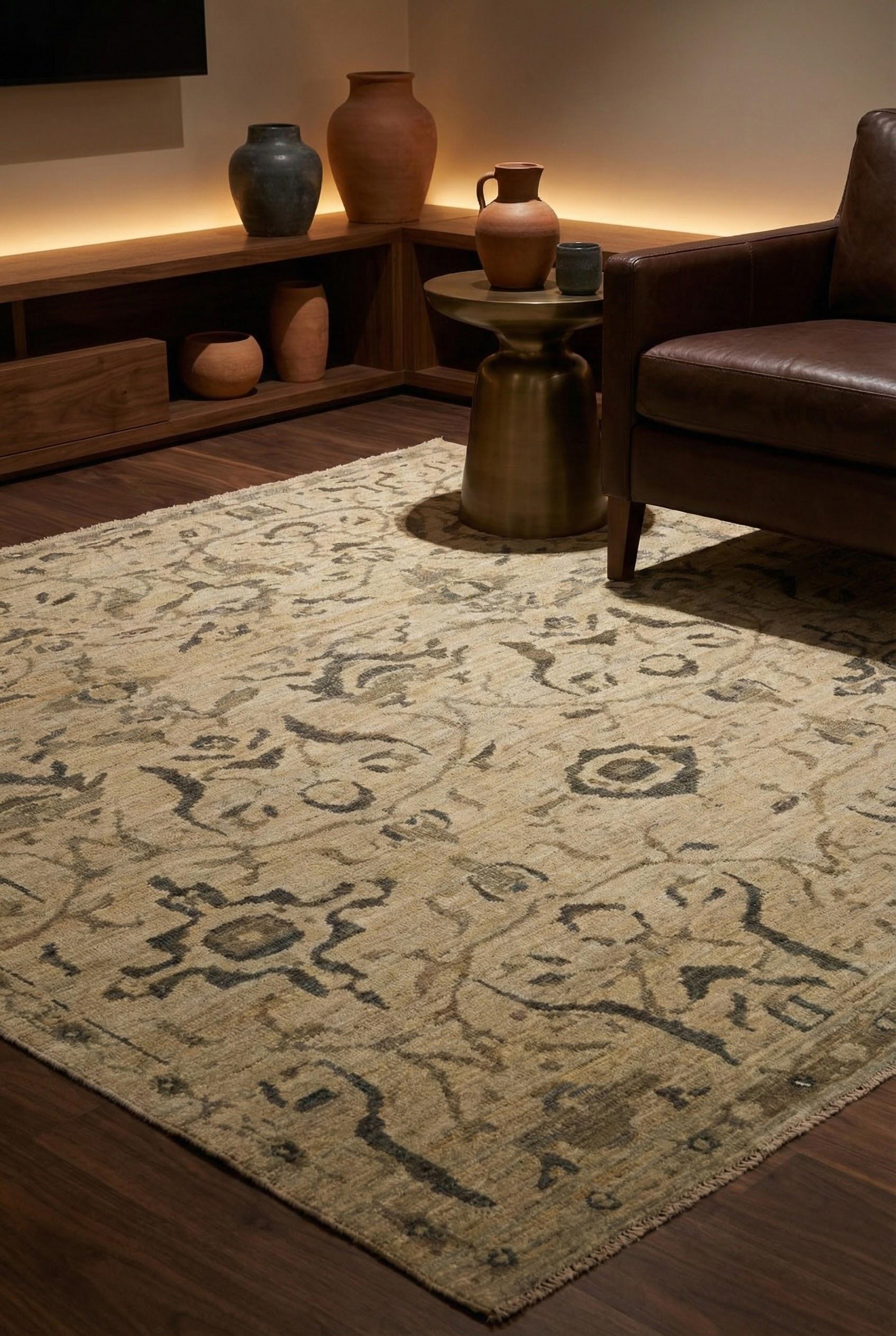 Alfombra Persa Beige Anudada a Mano 16 pies x 19 pies 8, Tamaño de la Sala de Estar Sultanabad en venta