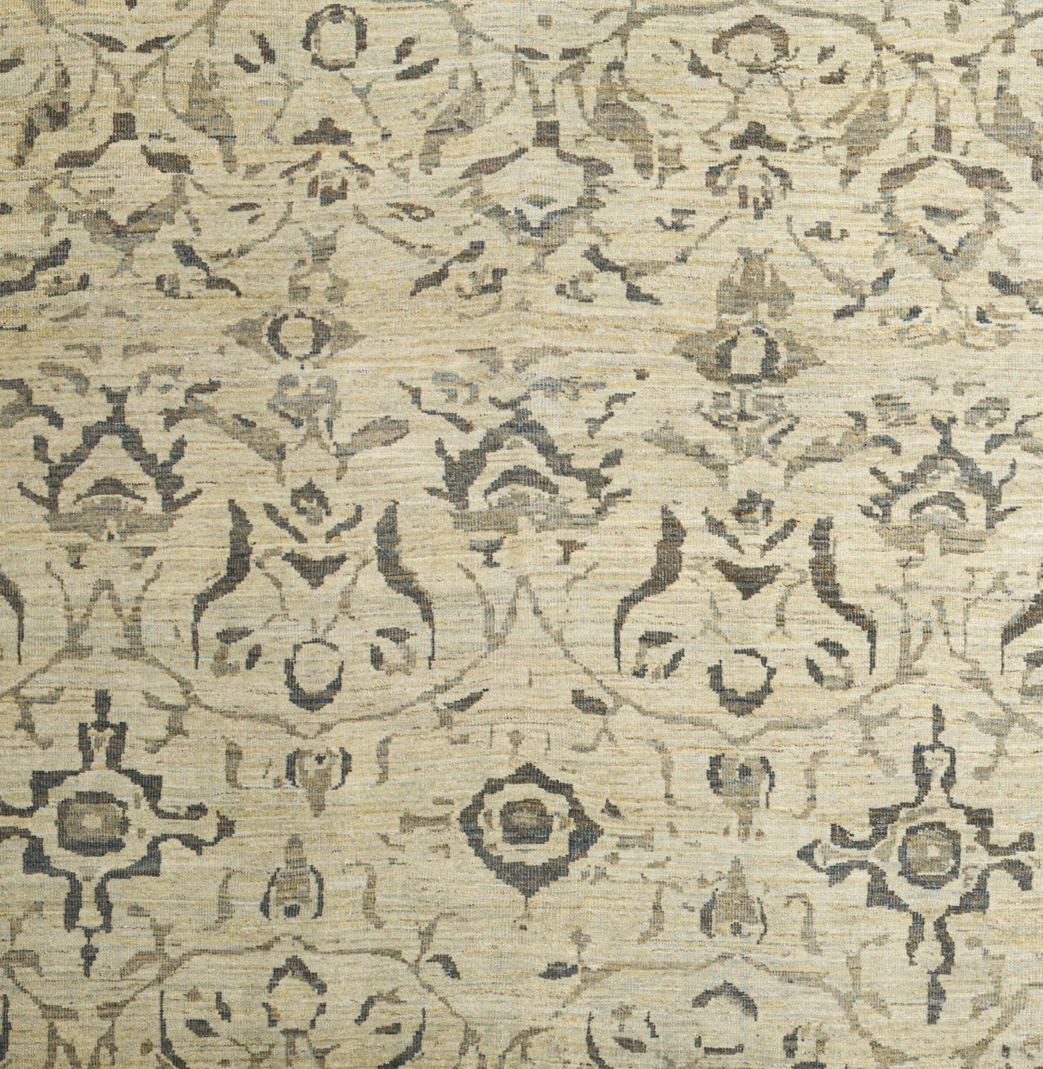 Alfombra Persa Beige Anudada a Mano 16 pies x 19 pies 8, Tamaño de la Sala de Estar finales del siglo XX en venta