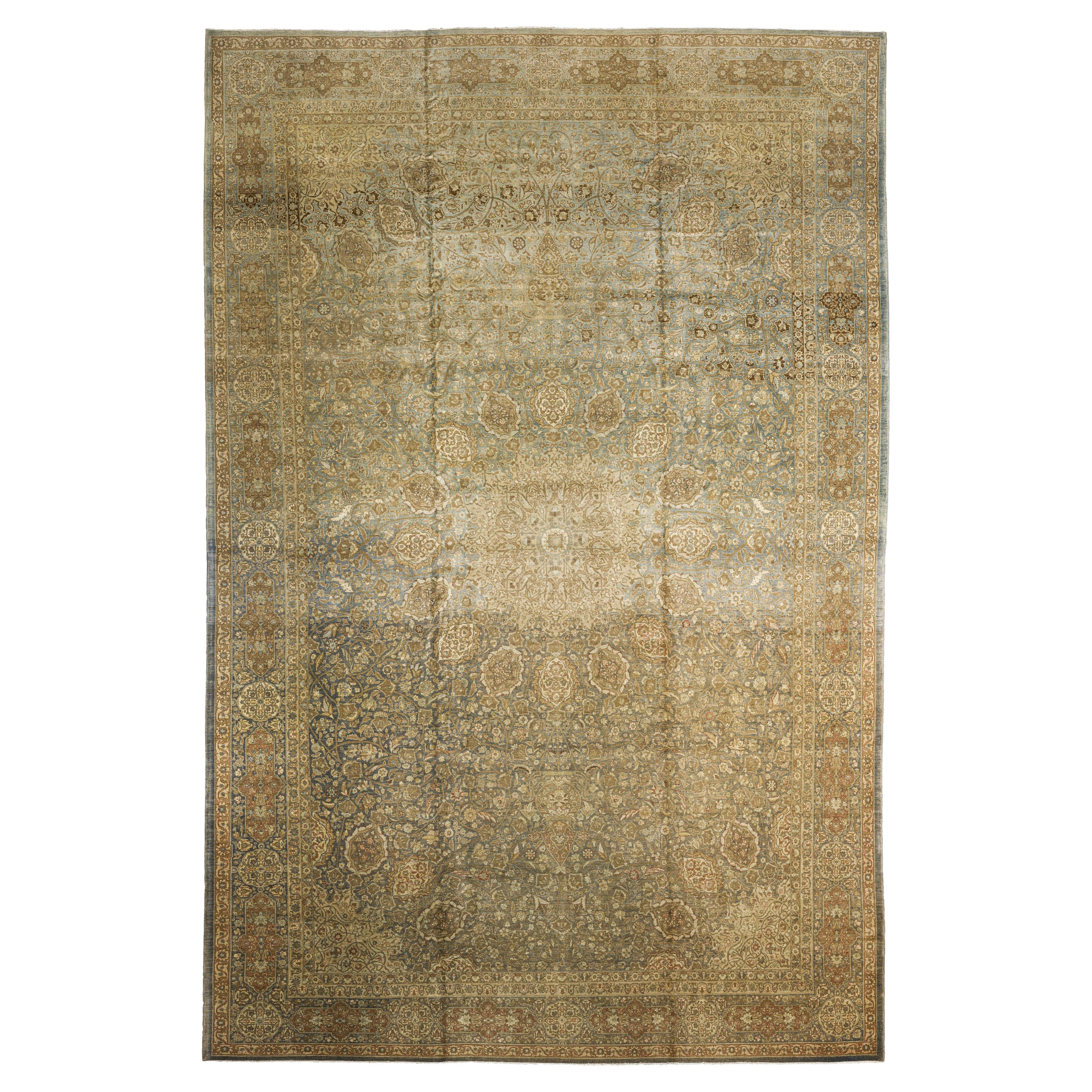 Beige Persische Wolle Hand geknüpft Teppich 13 ft x 19 ft, Antique Palace Arabesque im Angebot