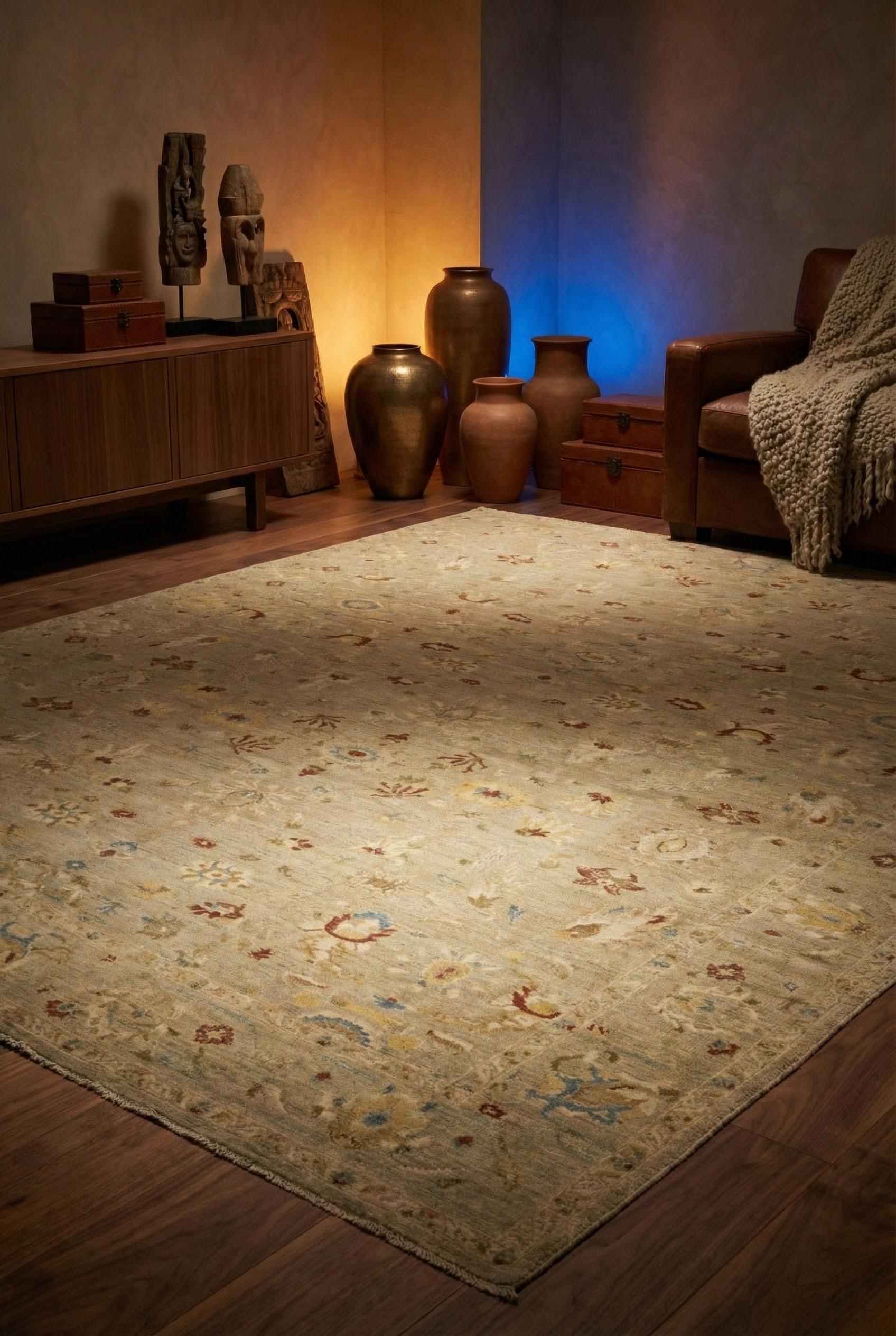 Beige Persische Wolle Hand geknüpft Teppich 16 ft x 19 ft, Übergröße, Sultanabad Rugs im Zustand „Hervorragend“ im Angebot in Dallas, TX