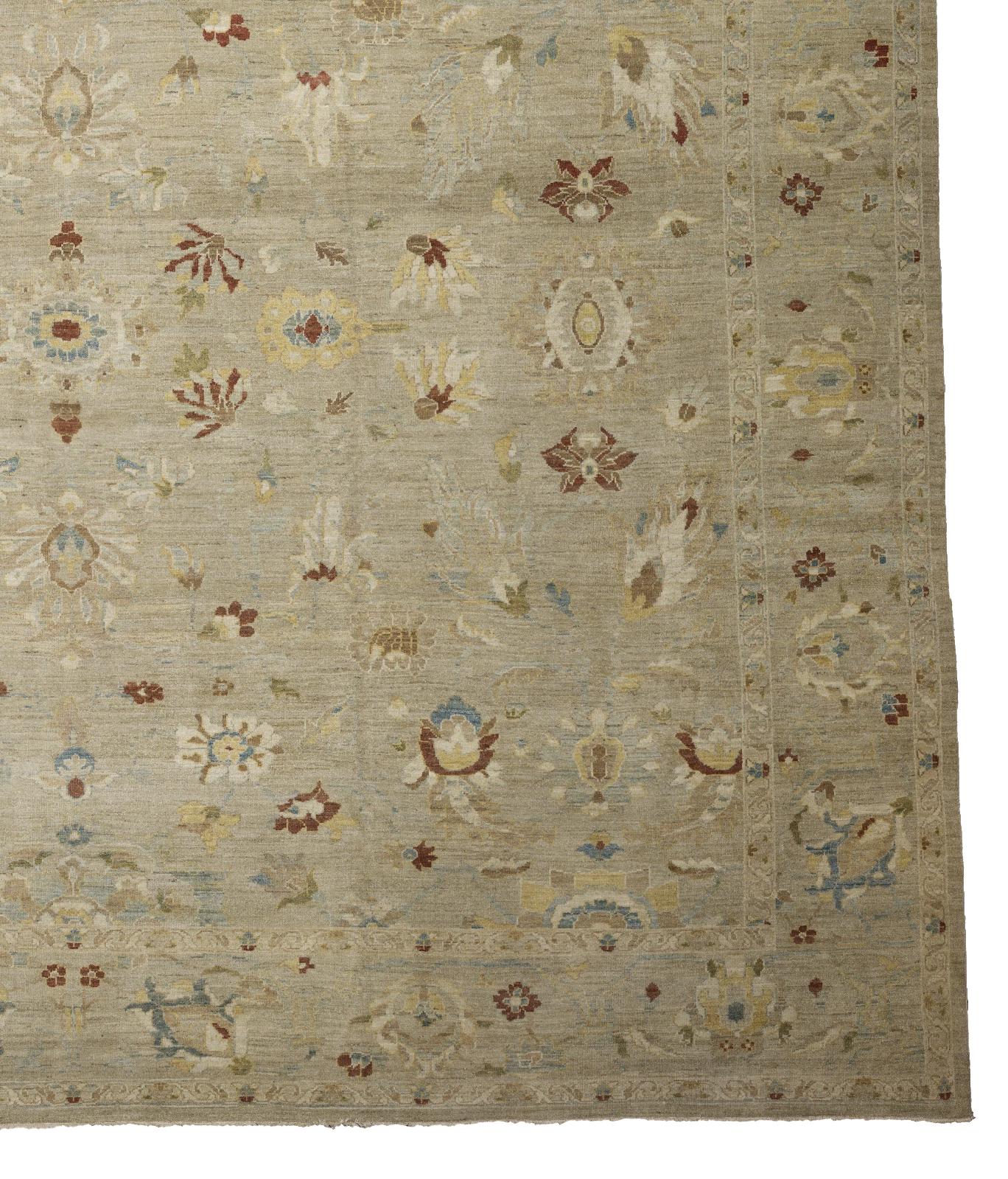 Beige Persische Wolle Hand geknüpft Teppich 16 ft x 19 ft, Übergröße, Sultanabad Rugs (Ende des 20. Jahrhunderts) im Angebot