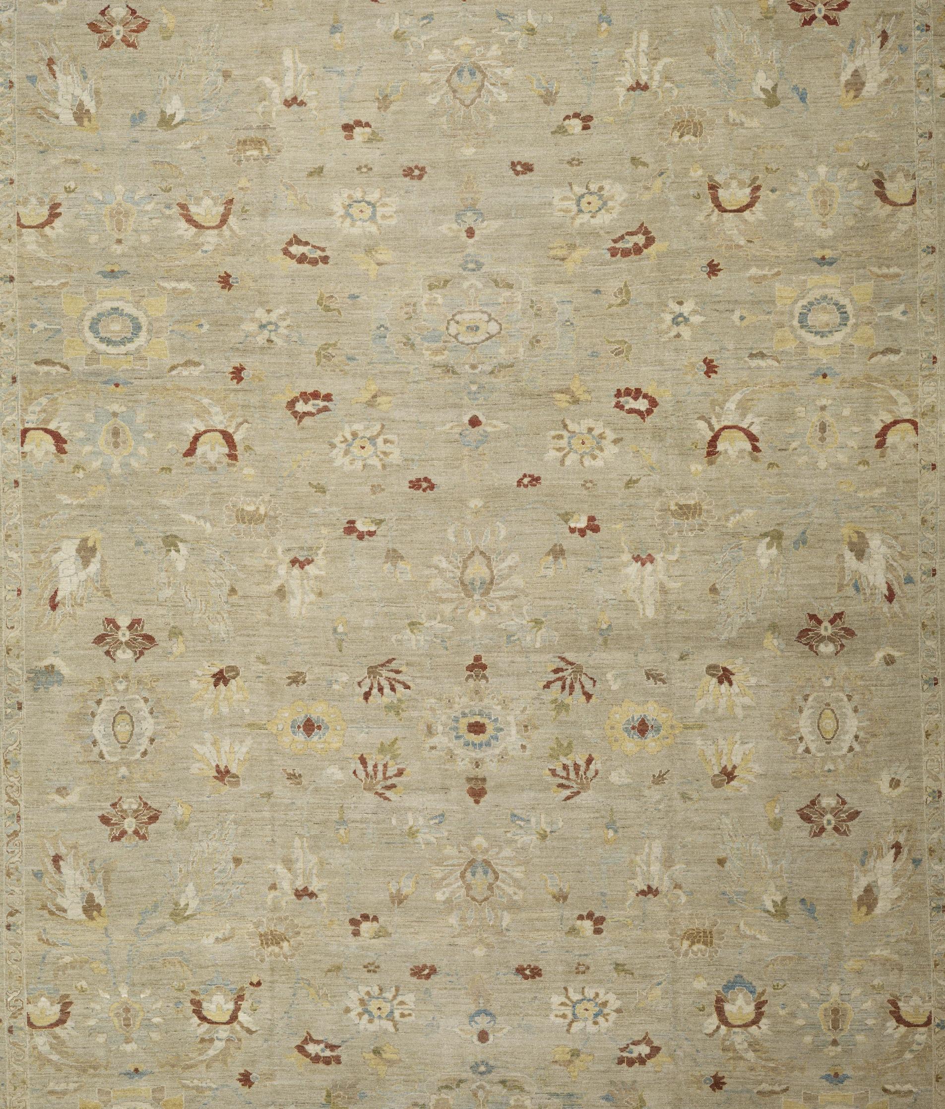 Beige Persische Wolle Hand geknüpft Teppich 16 ft x 19 ft, Übergröße, Sultanabad Rugs im Angebot 1