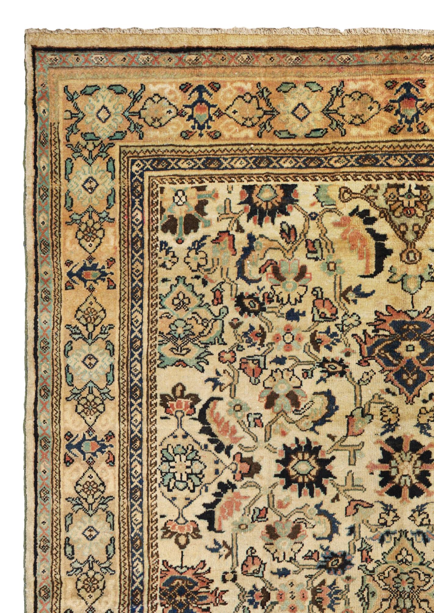 Beige Persian Wool Hand Knotted Rug 7 ft x 10 ft, Floral Harmony Persa en venta