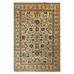 Beige Persian Wool Hand Knotted Rug 7 ft x 10 ft, Floral Harmony