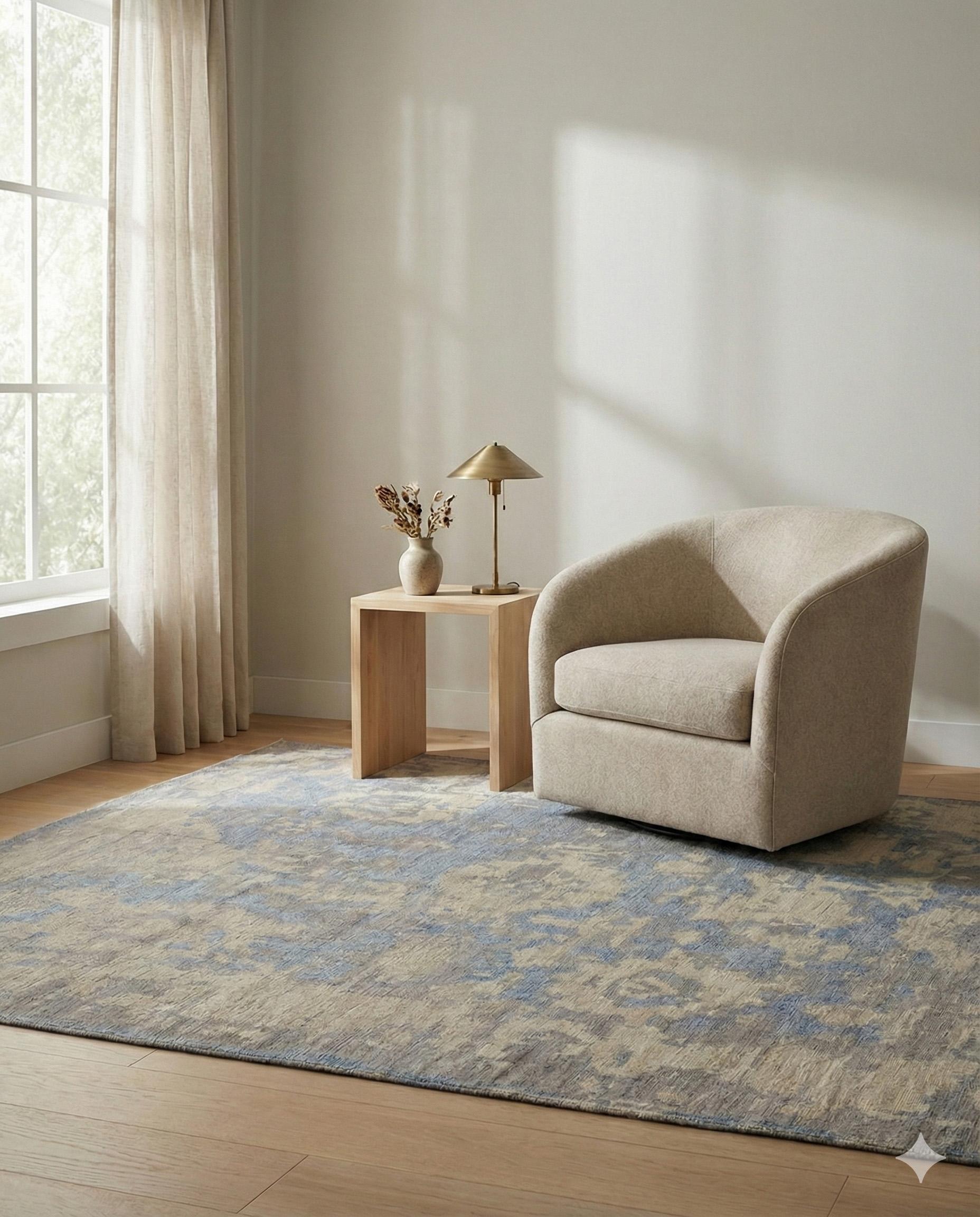 Beige Persian Wool Hand Knotted Rug 8 ft x 10 ft (Oushak) im Angebot