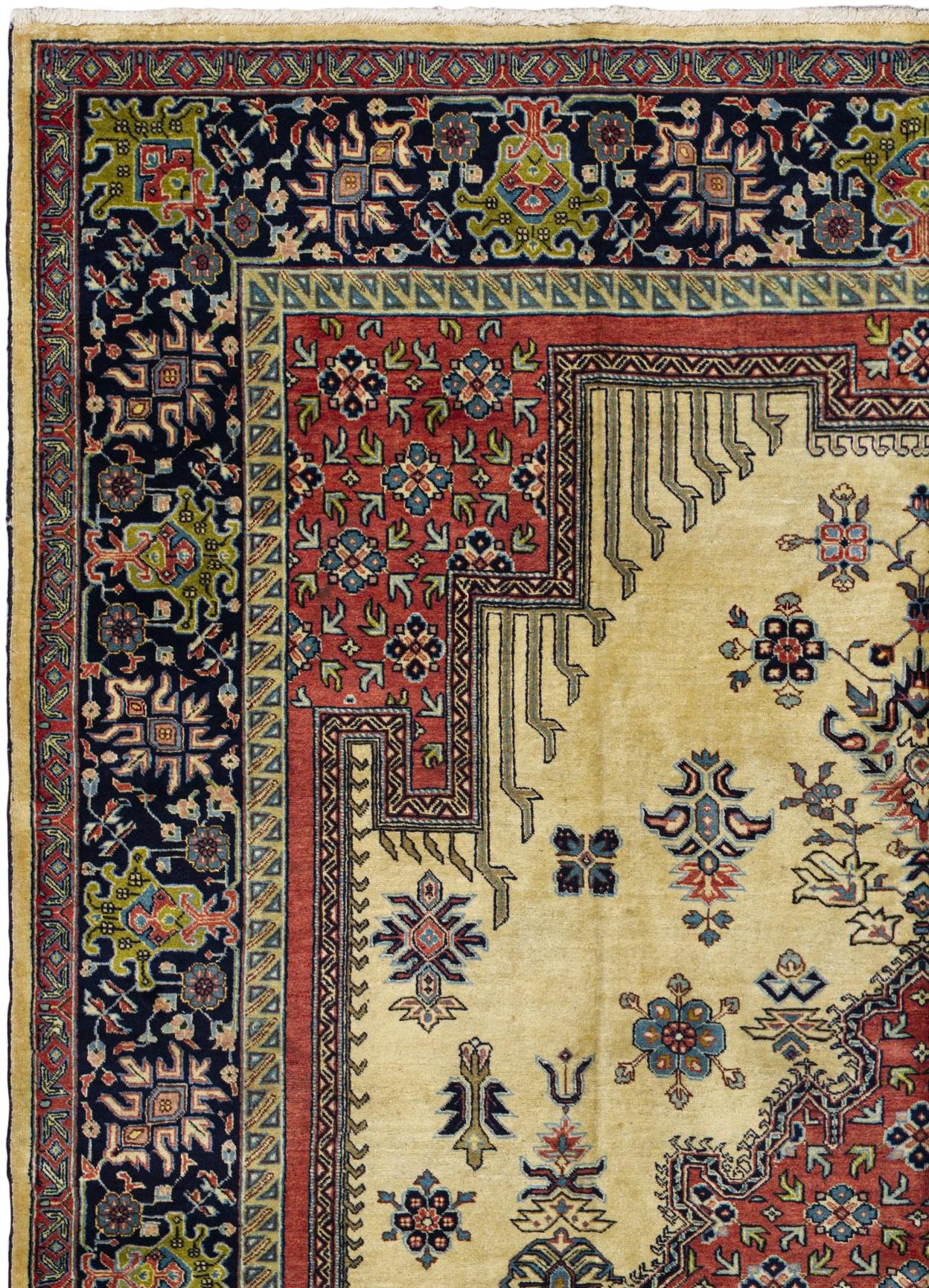 Persiano Beige Persian Wool Hand Knotted Rug 8 ft x 11 ft, Floral Harmony Reverie in vendita