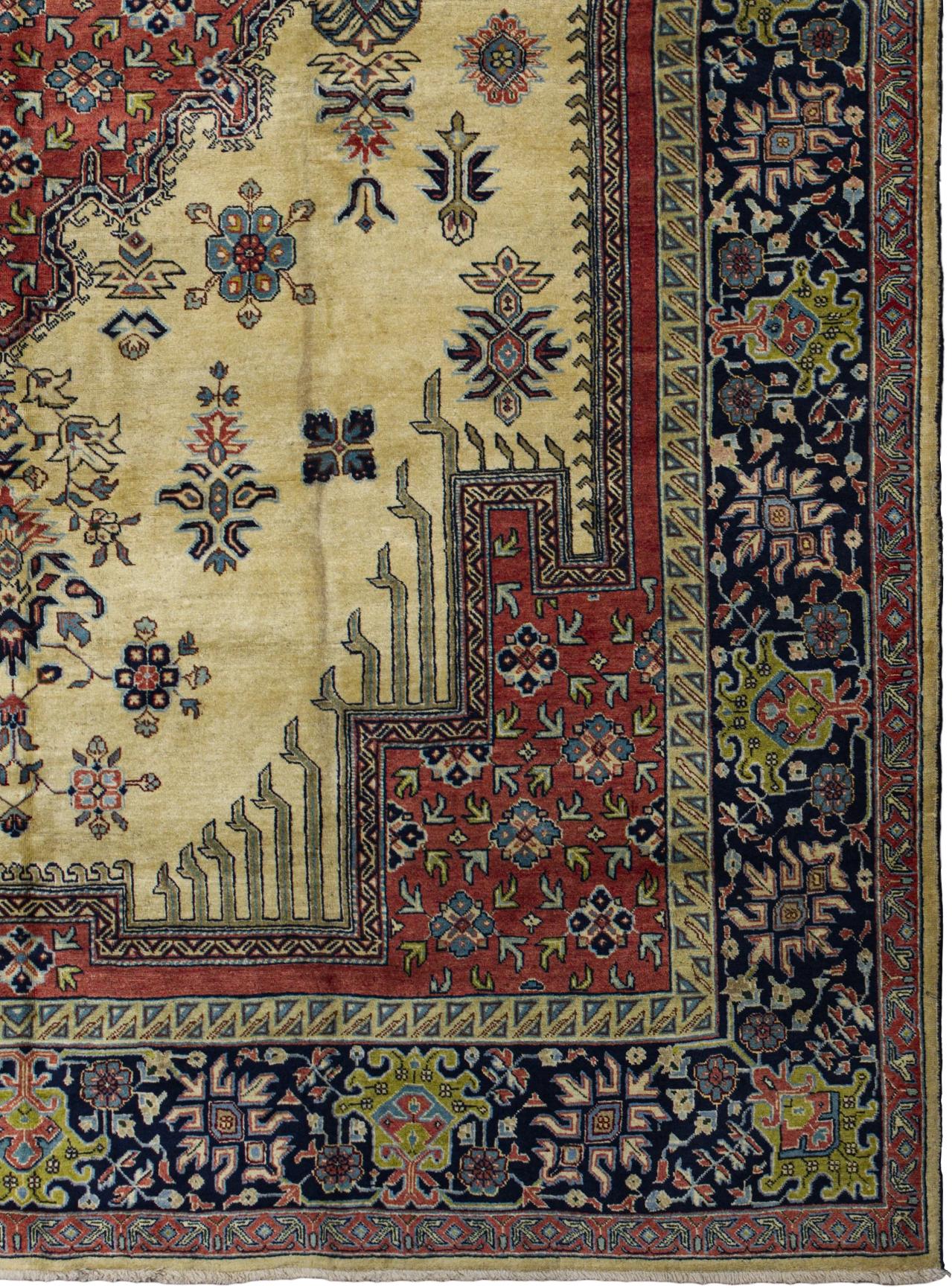 Tessuto a mano Beige Persian Wool Hand Knotted Rug 8 ft x 11 ft, Floral Harmony Reverie in vendita