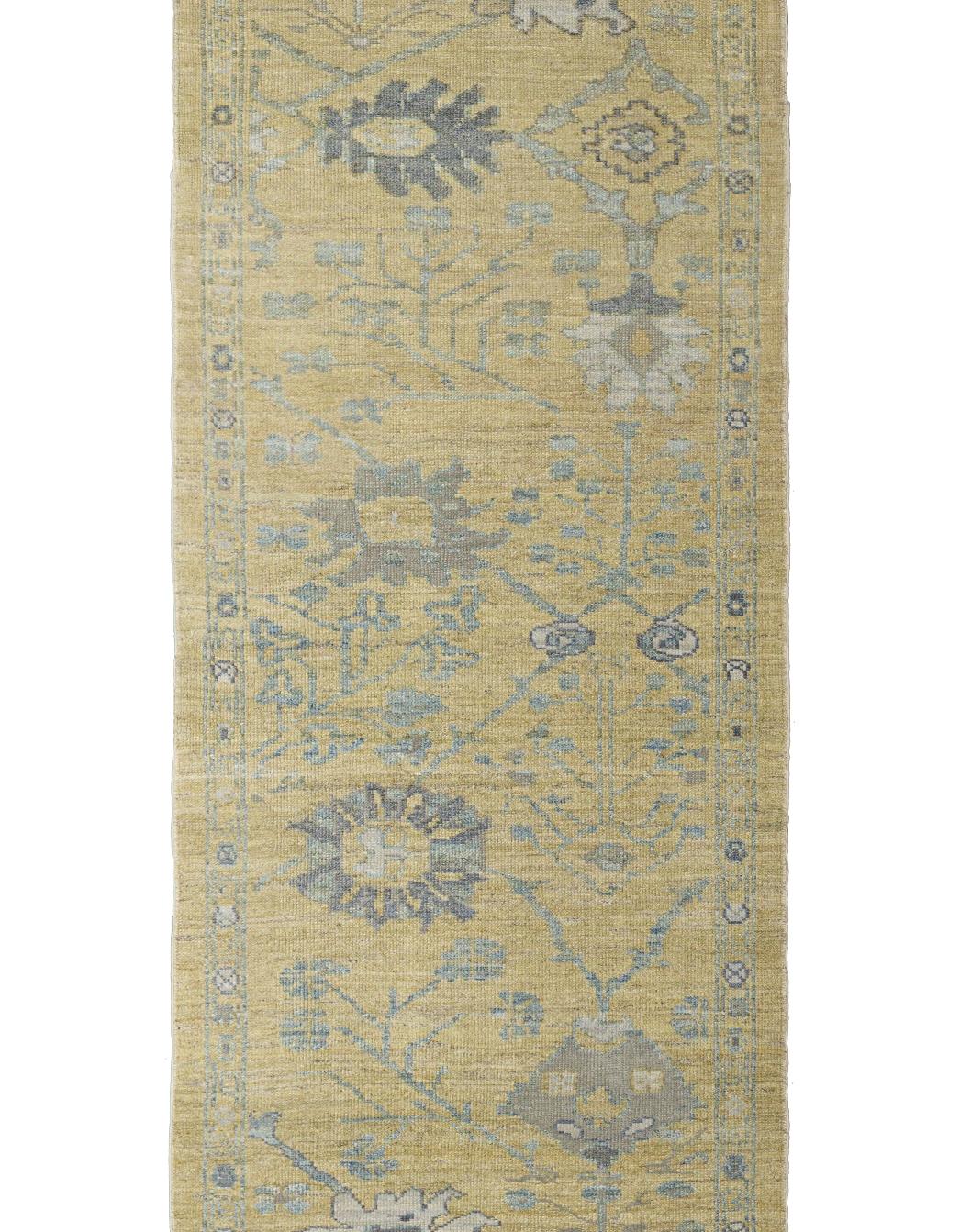 Lana Runner beige in lana persiana annodata a mano 3 ft x 18 ft , Gallery per il corridoio in vendita